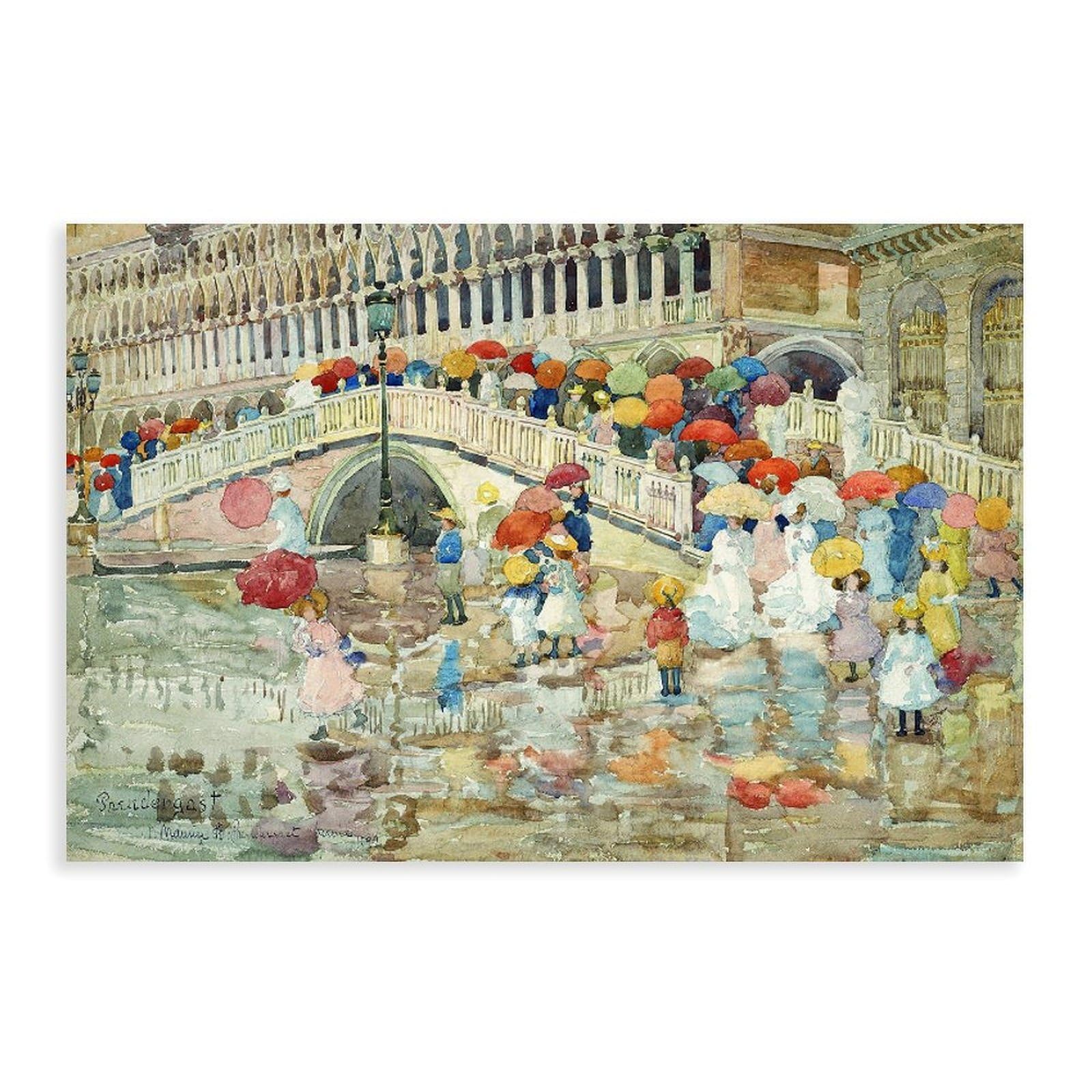 DFJyjFGJJ Maurice Prendergast,Umbrellas in The Rain Canvas Poster Bedroom Sports Landscape Office Room Decor Gift 24" L X 36" W