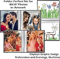 Vista 5 de Álbum de fotos de 8 x 10, 8 x 10 pulgadas, álbum de fotos con capacidad para 68 fotos (2 unidades, negro) carpeta de arte para fotos de 8 x 10