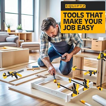 EQUIPTZ 6 Pack Bar Clamps for Woodworking 2 Pcs 12 & 4 Pcs 6 Quick Grip Clamps Set with 150 lbs Force Wood Clamps for Gluing, Carpentry, DIY, and Metalworking (Combo Sizes, 6 Pack)