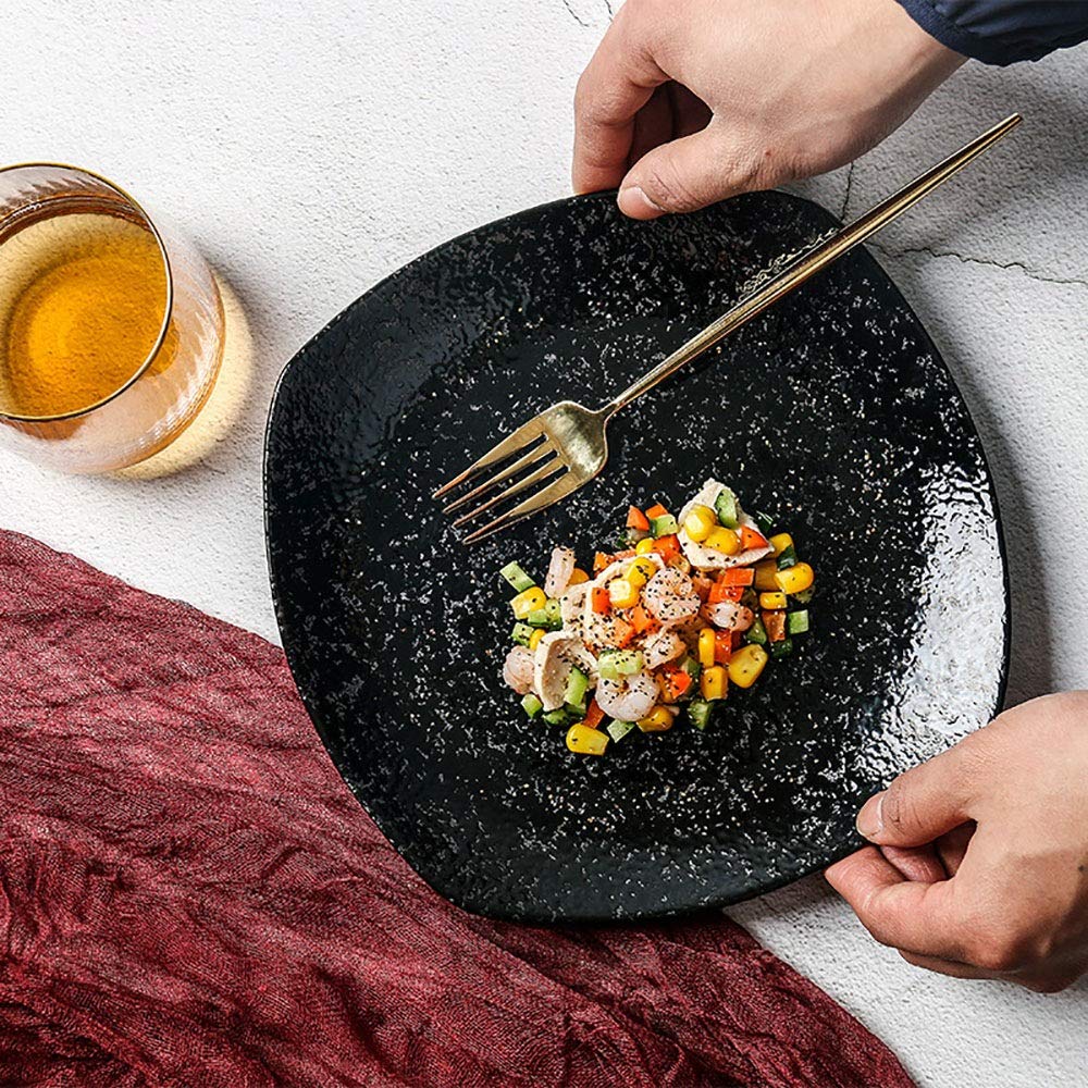 Zestaw 2 misek na sałatkę, zastawa stołowa w stylu japońskim, talerz do sushi, czarny talerz do sałatki barbecue, kreatywny ceramiczny talerz obiadowy,