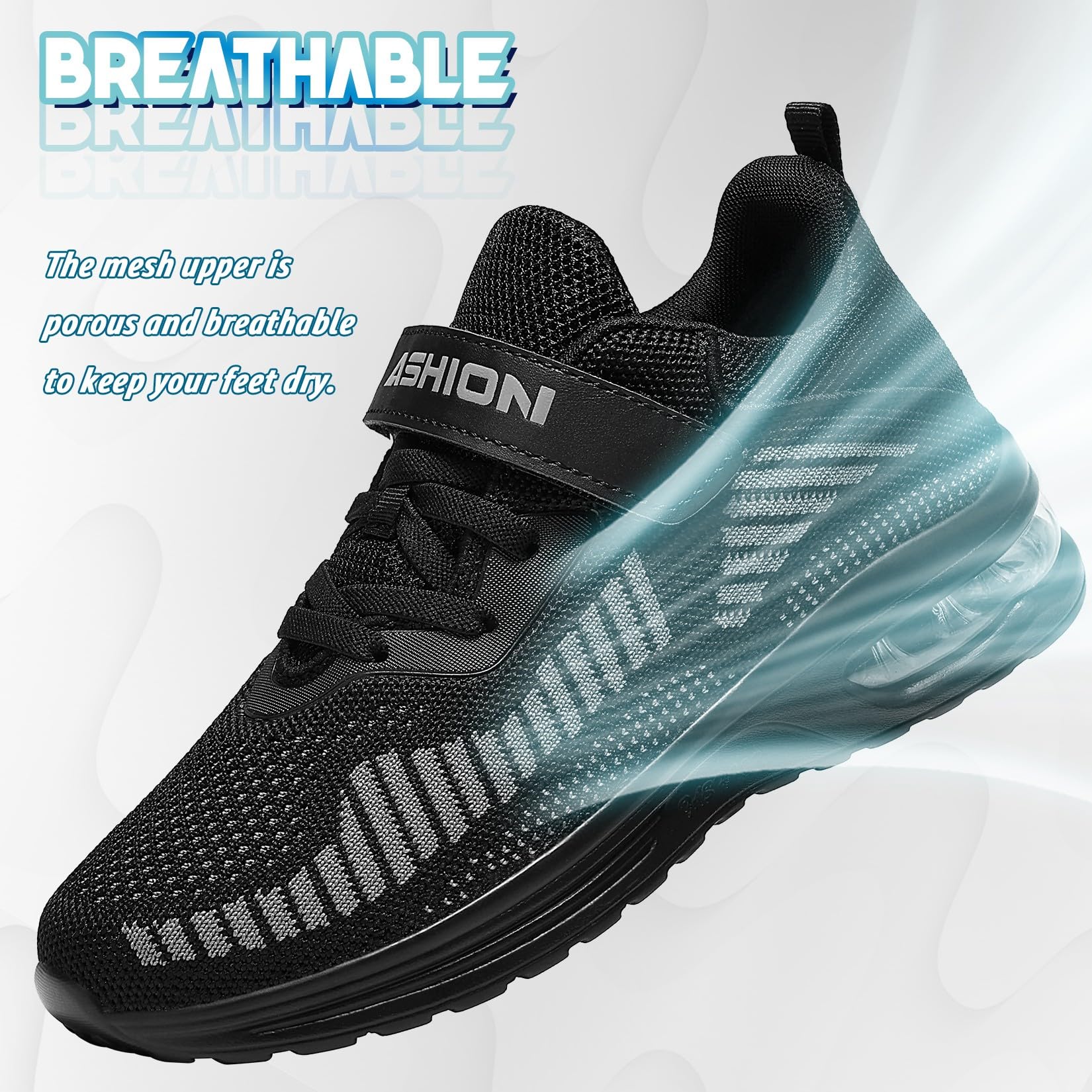 ASHION Chłopięce dziewczęce buty typu sneaker, miękkie, elastyczne, stabilne buty do fitnessu, buty halowe dla dzieci