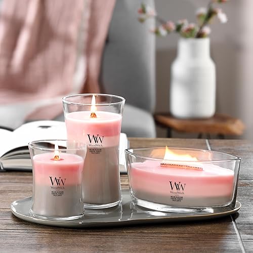 Vista 62 de WoodWick Lavender Spa - Vela mediana en frasco con forma de reloj de arena, cera de mezcla de soja prémium, mecha de madera Pluswick Innovation, 60