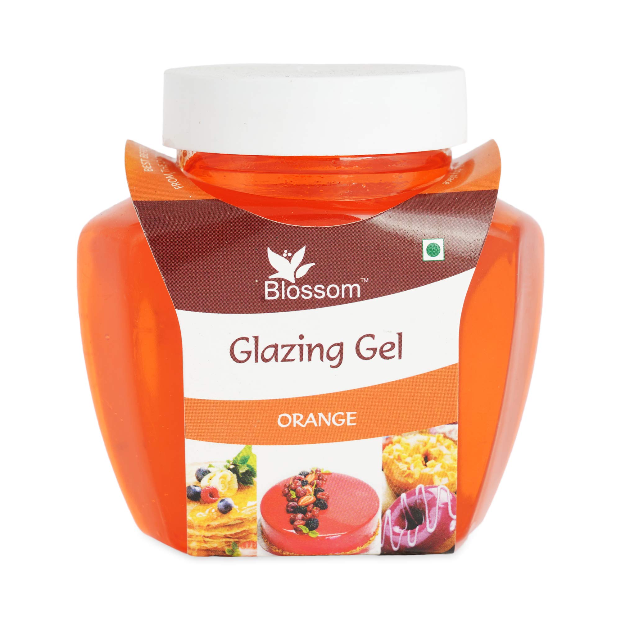 BLOSSOM Edible Glazing Gel for Cake & Desserts Toppings Decoration- Orange, 250 gm