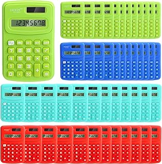 48 Pcs Pocket Calculator Handheld Calculator Standard Function Calculator Cute Mini Calculator with Button Battery, 8 Digit Display, Basic Office Calculators for Kids Teachers, 4 Colors (Bright Color)