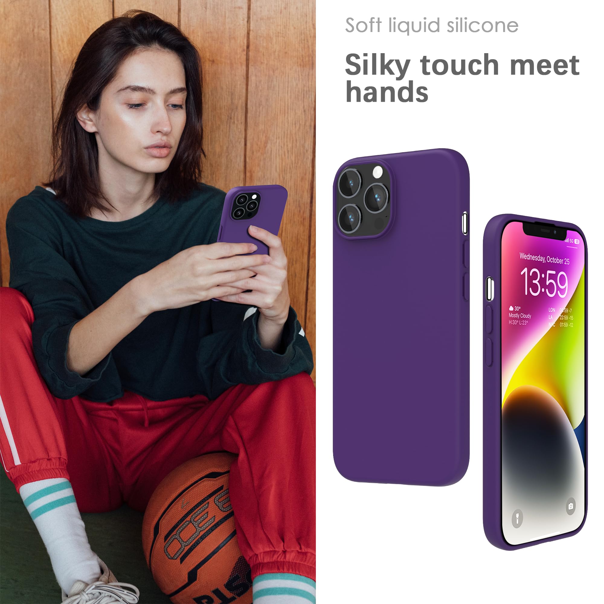 YATWIN Silicone Case for iPhone 13 Pro, Soft-Touch, Shockproof, DustProof - Image 4