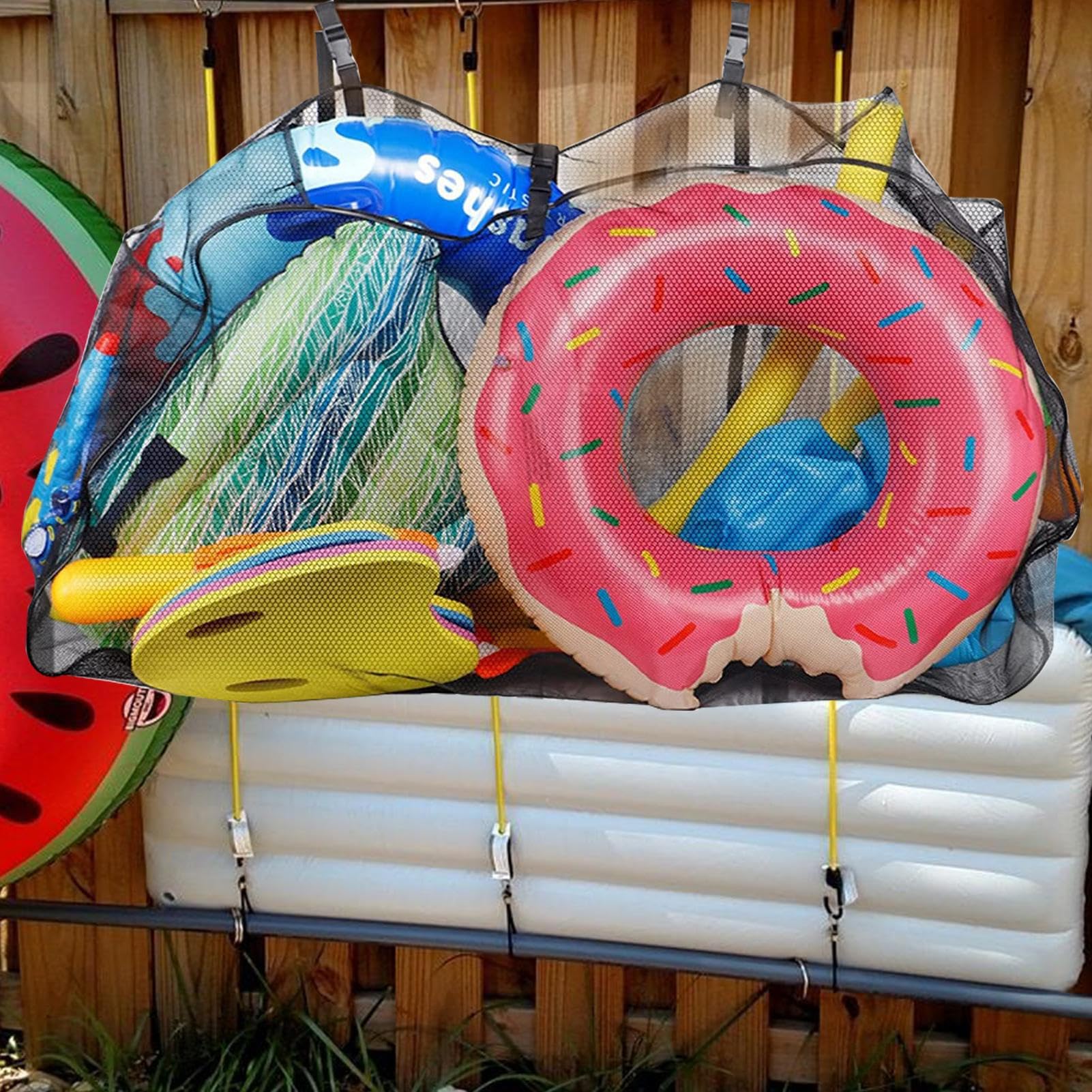 Vilgftyiet Pool Spielzeug Aufbewahrungsnetz - 142x86 Cm, Schwarz, Für Oberirdische Pools
