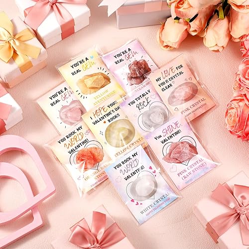Miniatura 4 de Paquete de 28 cristales para el día de San Valentín y piedras curativas a granel con tarjeta de significado, regalos de 0.8 pulgadas, corazón