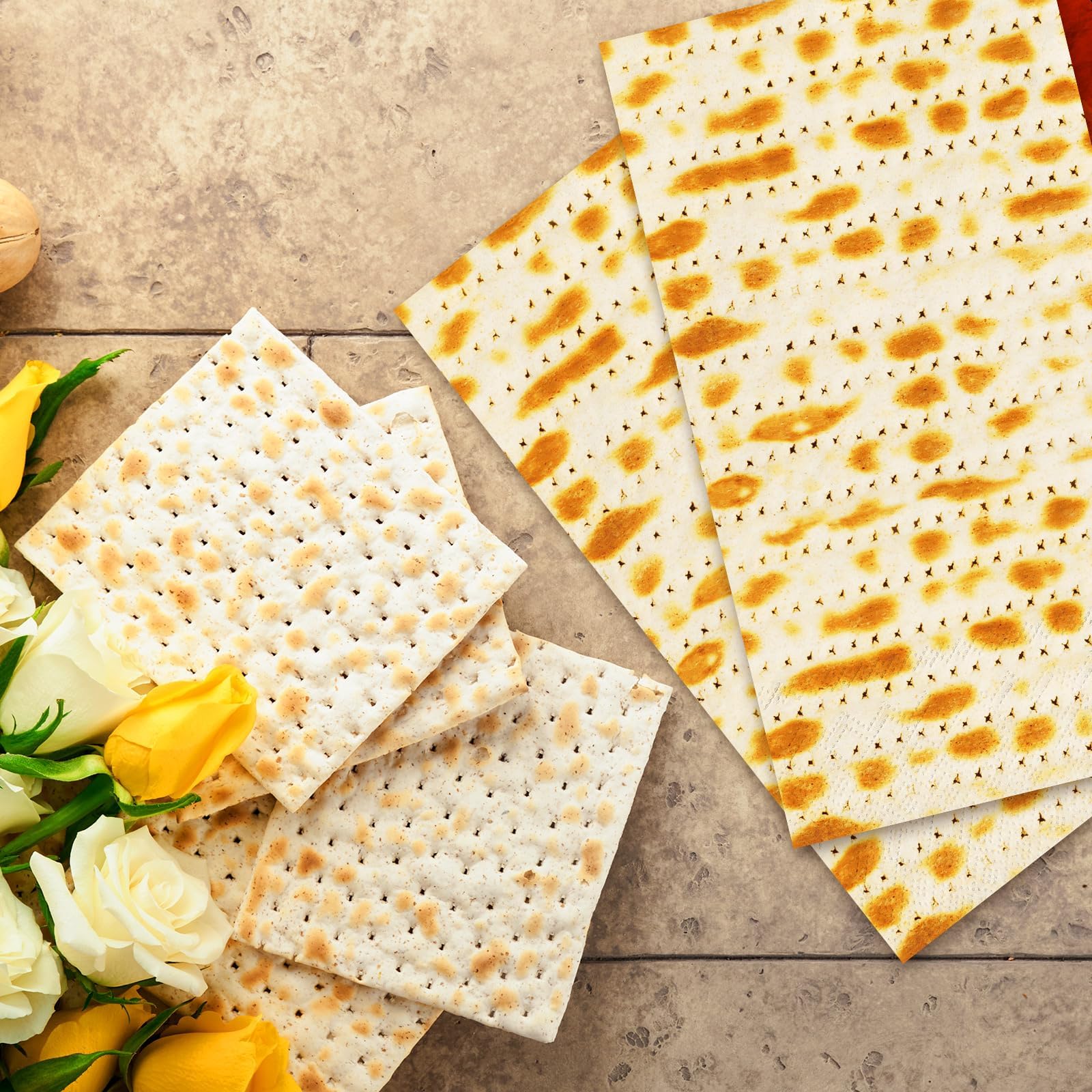 Whaline Lot de 80 serviettes en papier jetables pour invités de Pâque Matzo Seder - Serviettes de table pour fête et salle de bain