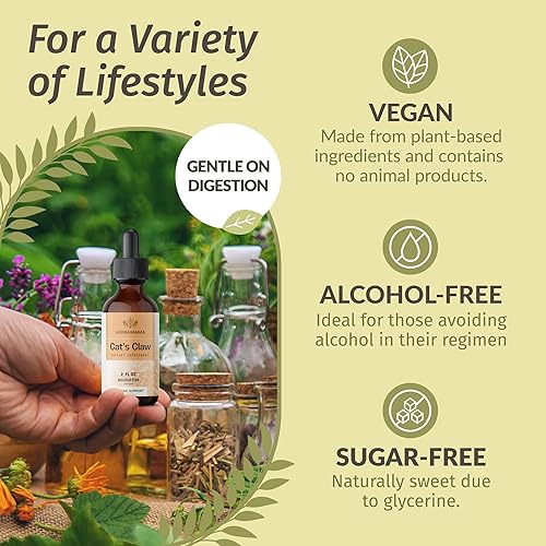 Miniatura 5 de HERBAMAMA Tintura de garra de gato  Suplemento vegano de extracto de uña de gato para apoyo inmunológico  Gotas Uncaria Tomentosa sin OMG, sin
