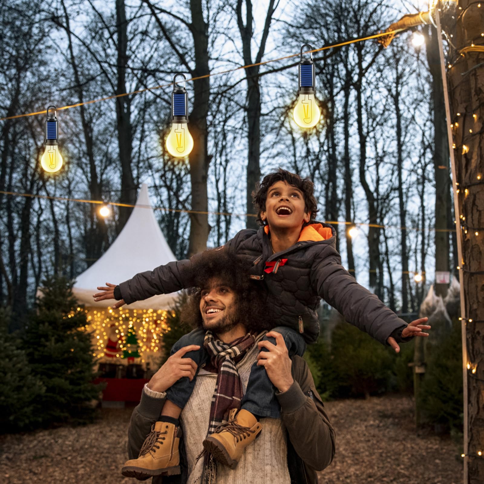 4 pezzi lampada da campeggio ricaricabile, 3 modalità di luce, lampadina ricaricabile con batteria, ricarica USB, lanterna LED mini, luminosità regolabile, luce da campeggio