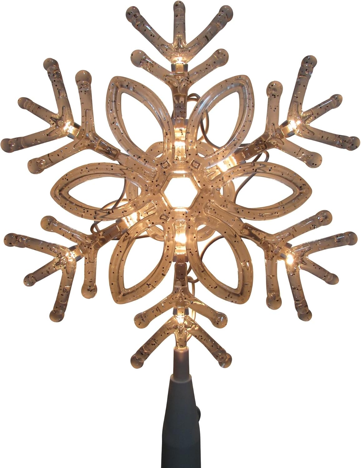 Dobar Holiday Essentials 10" Snowflake Christmas Tree Topper with Clear Lights UL