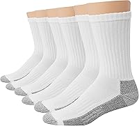 Hanes Men's Double Tough Cushioned Crew Work Socks - Moisture Wicking, Odor Control, Arch Support, Black/White 6-12 Pack