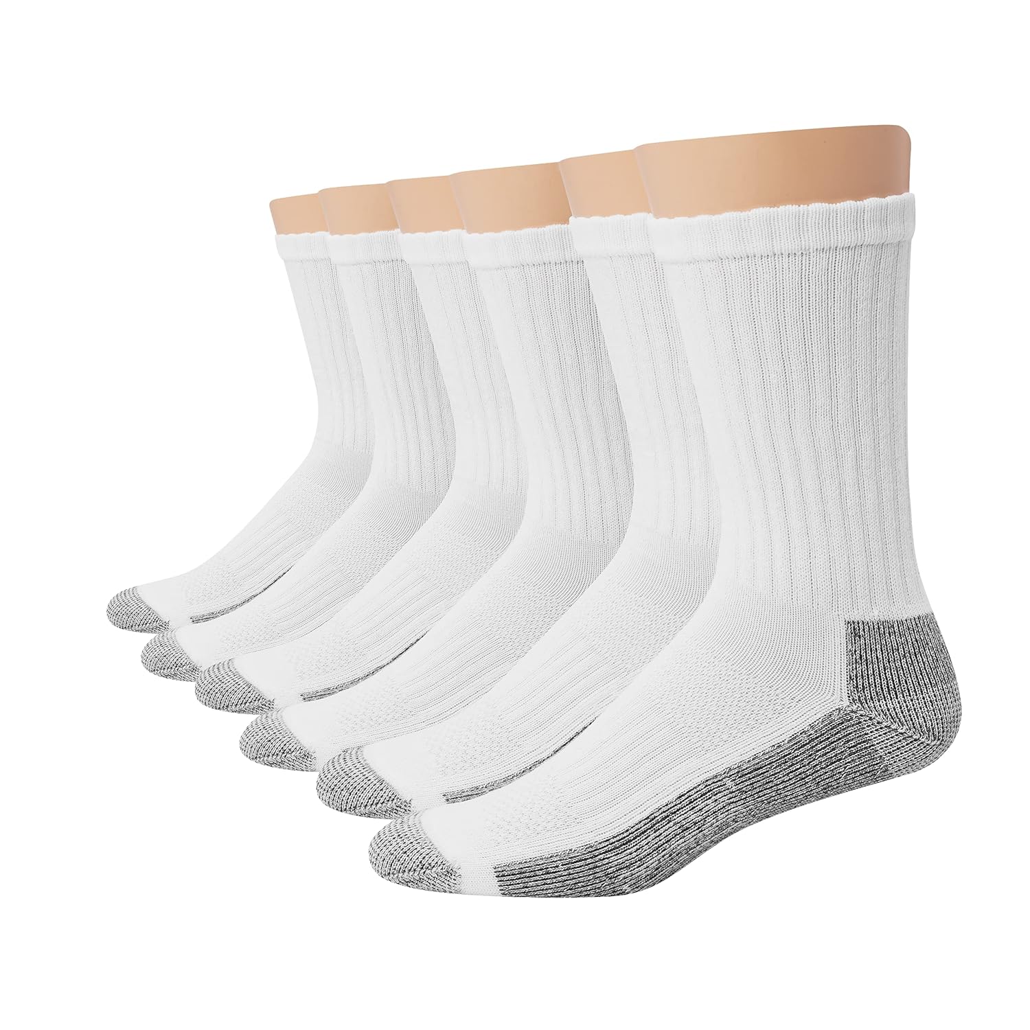 Hanes Mens Work Socks Cushioned Crew Socks Moisture-Wicking Socks Odor Control Black White 6 12 Pack Available