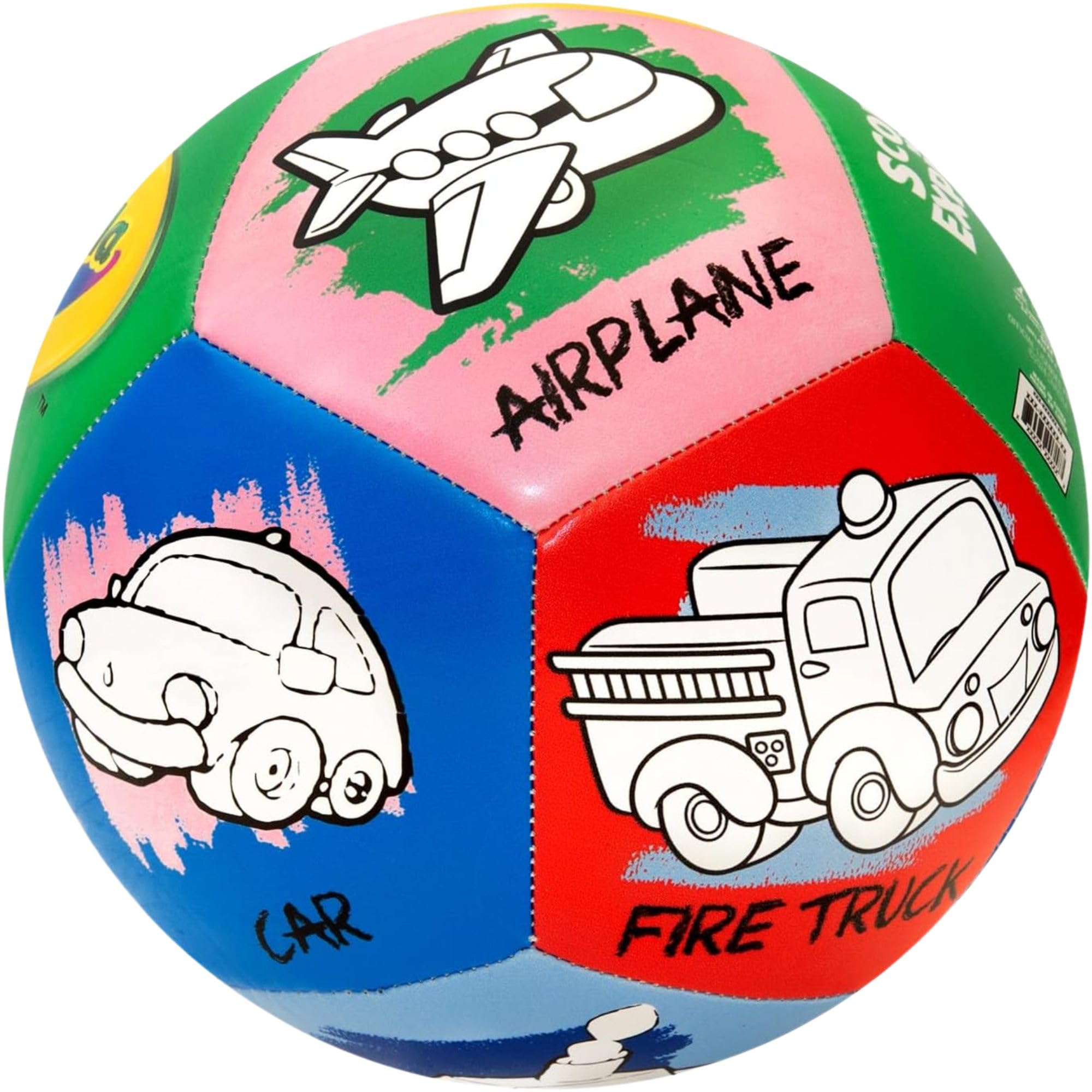 Score N' Explore Crayola - Pelota de color con licencia oficial de 5 pulgadas, explorador de transporte, balón de fútbol interactivo para colorear para niños, divertido juguete de aprendizaje
