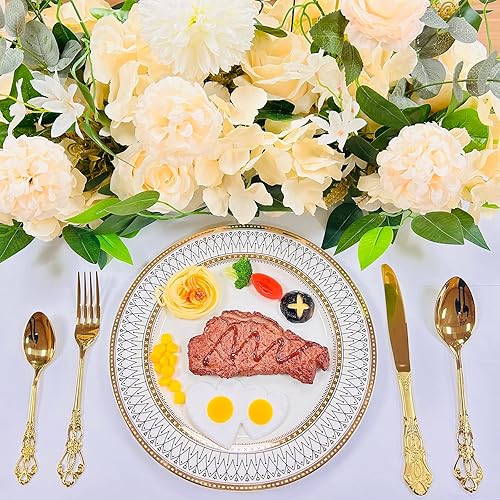 Miniatura 2 de Michelangelo - Juego de cubiertos de 40 piezas para 10, 18, 10 de acero inoxidable, chapado en oro de titanio, juego de utensilios de cocina, pulido