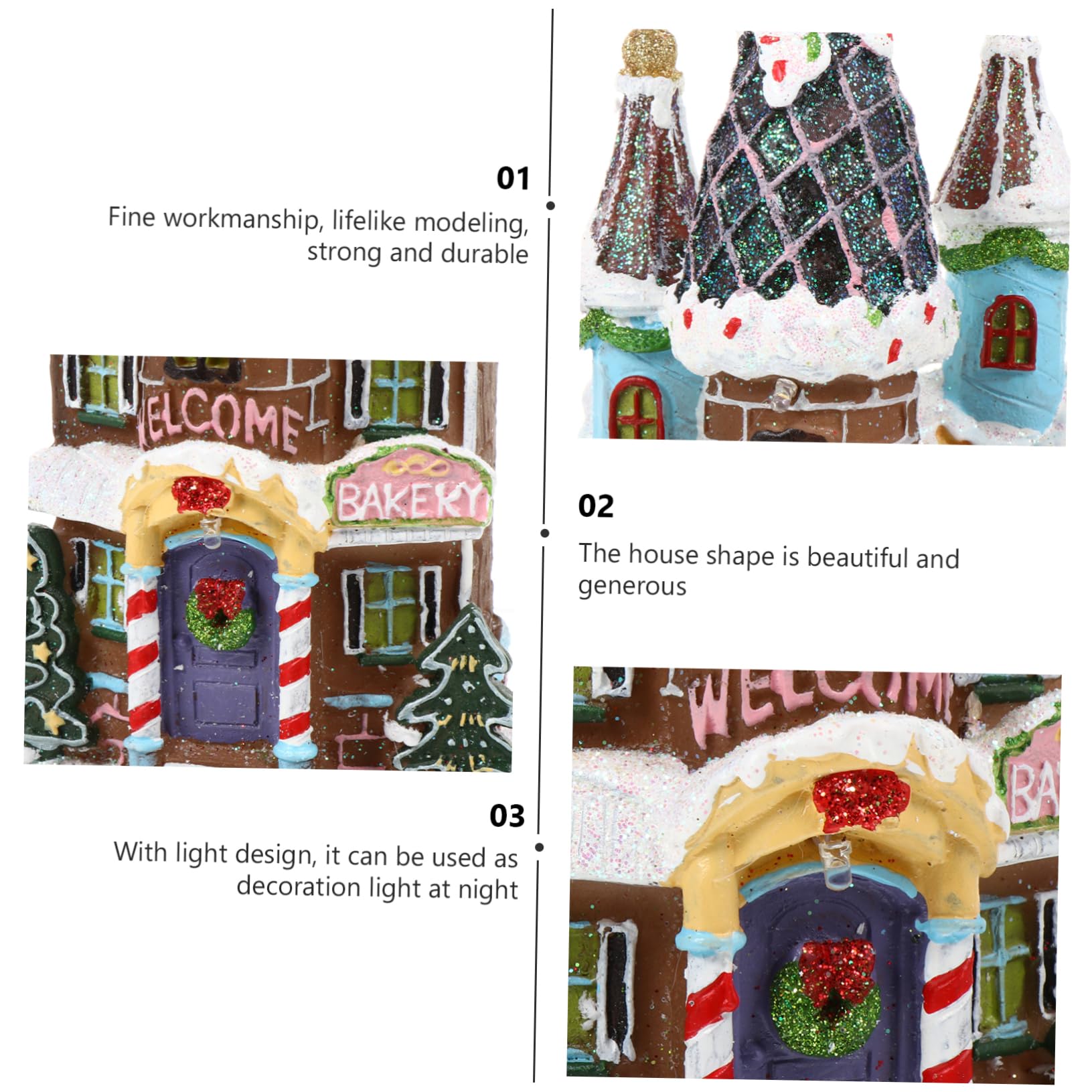 Amosfun Casa De Resina Luminosa Decoración Navideña Adorno De Escritorio Artesanía Sin Batería Hogar Casa Luminosa Navideña