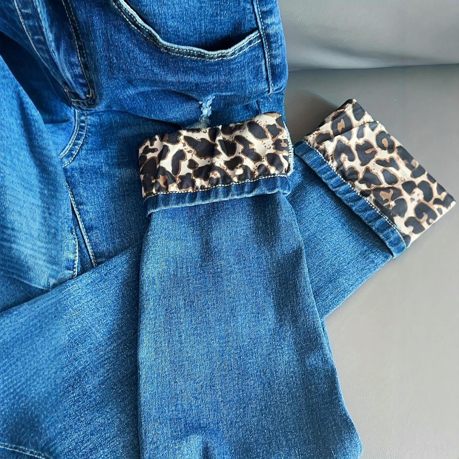 Jeans da Donna Strappati Donna, Skinny Vintage, Pantaloni A Gamba Dritta Taglie Forti, Pantaloni-Blu-l