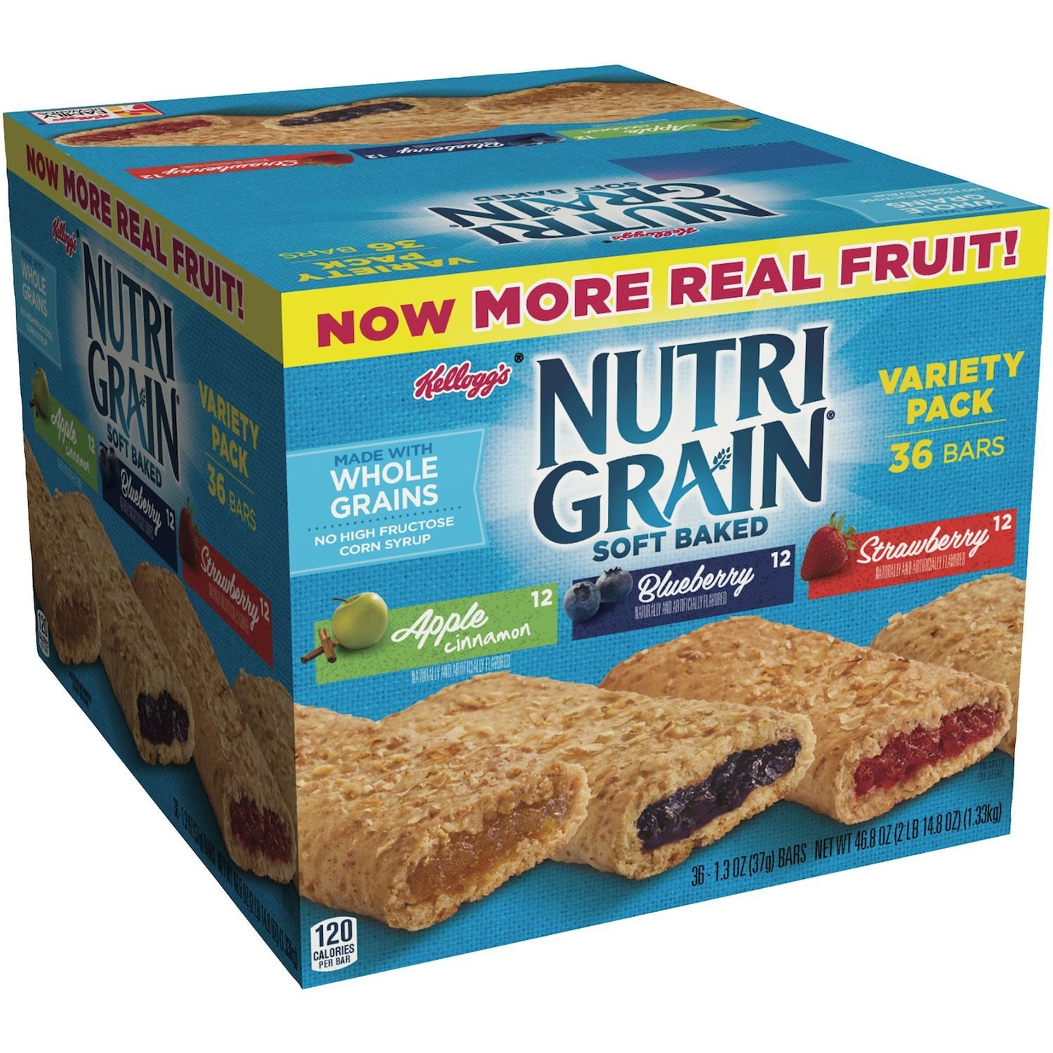 NutriGrainKellogg's Cereal Bars Variety Pack, 1.3 oz, 2Pack (36Count