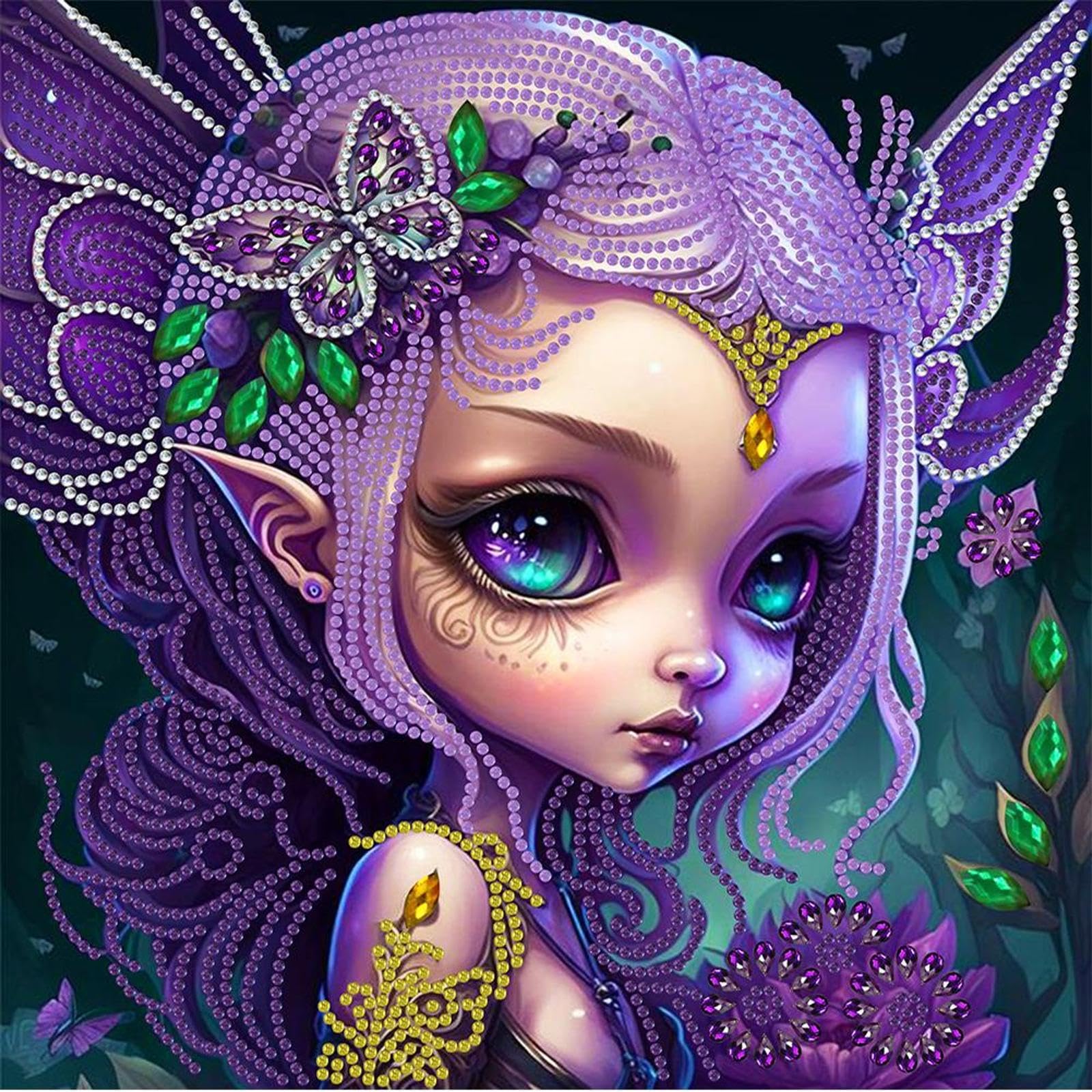 5D Special Shape Diamond Art Painting Kits for Adults – Crystal Rhinestone DIY Craft, Diamond Mosaic Kit for Beginners, Wall Decor Gift 11.8x11.8 Inch(Elf Girl)