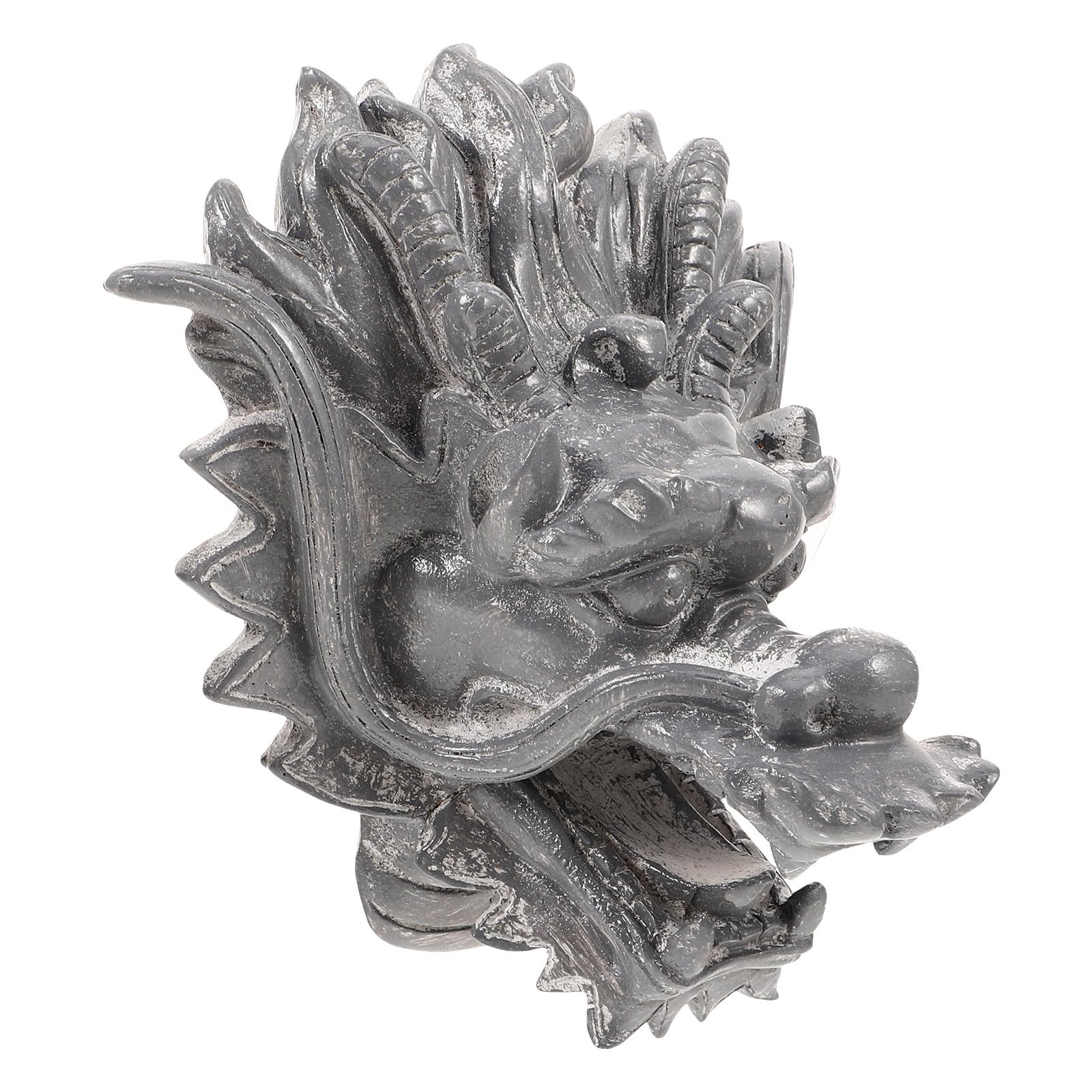Fontaine murale jardin robinet tête dragon pierre grise décor extérieur