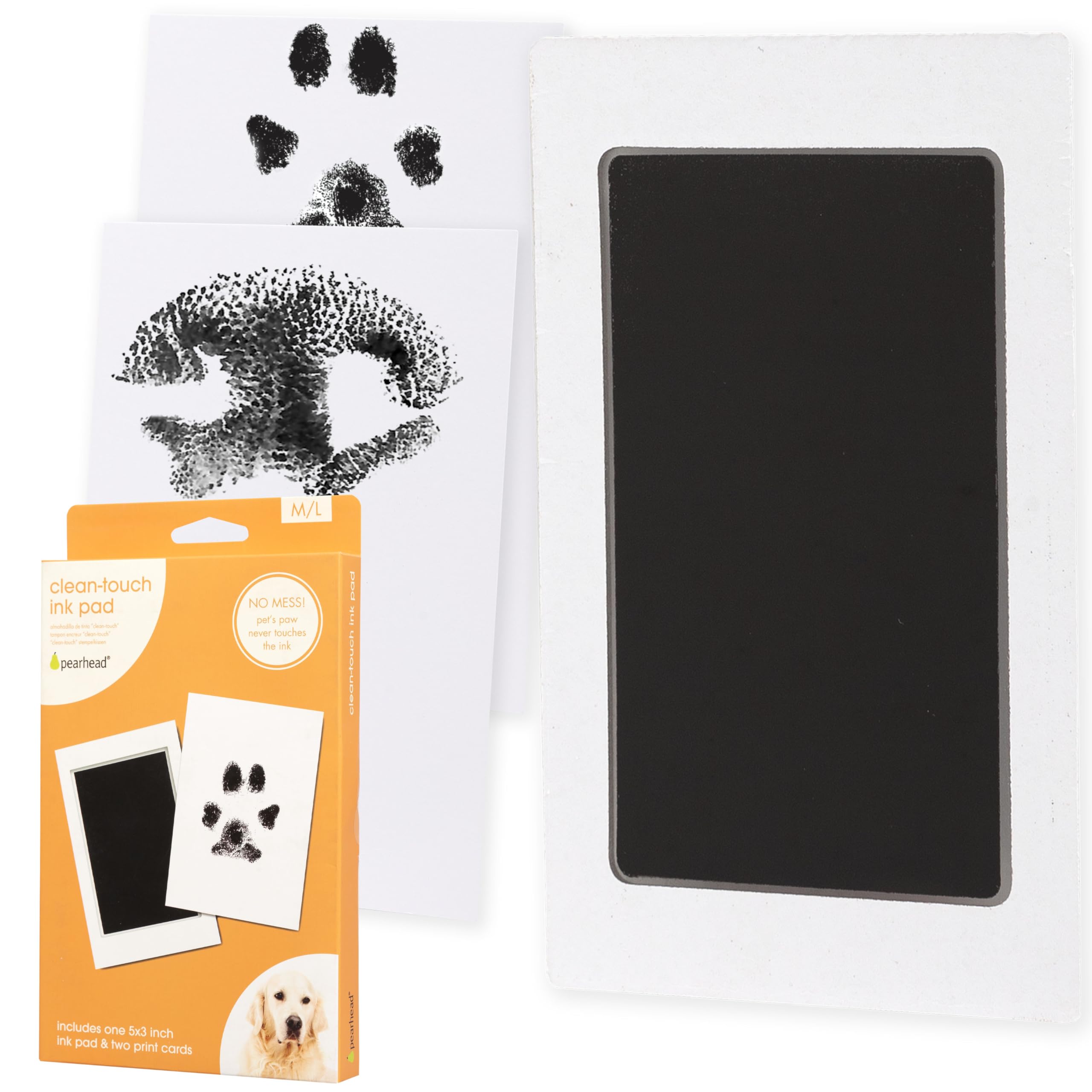 Pearhead Pet Clean-Touch Ink Pad, Medium/Large, Black Ink Pad for Cats or Dogs, Pet Owner, Pet Owner Must Have Item, Pet Memory Keepsake, for Medium to Large Pets