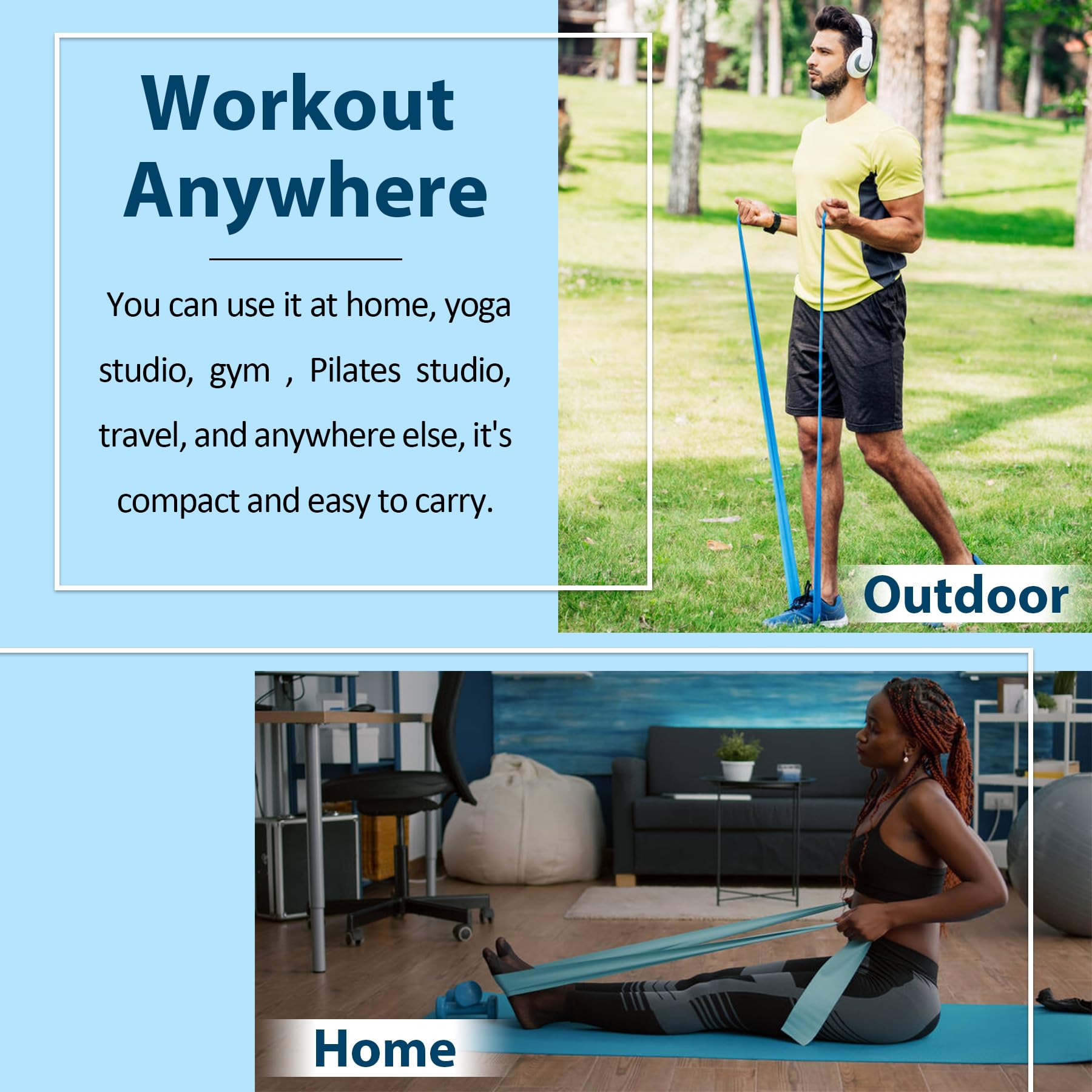Bandas de resistencia a granel para entrenar mujeres y hombres, bandas de terapia física de 8 yardas, bandas elásticas y de ejercicio para rehabilitación, yoga, pilates, gimnasio, ejercicio en casa