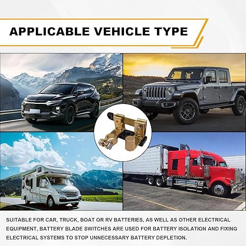 Miniatura 6 de Top Post Knife Blade Master Switch, Solid Brass Knife Blade Master Switch 12V25V Knife Power Shut Off Isolator for Auto Car RV-Marine Boat Truck