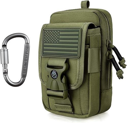 Miniatura 1 de WYNEX Bolsa táctica para teléfono con brújula, funda grande para teléfono inteligente, doble capacidad, pequeña bolsa EDC con hebilla de brújula y