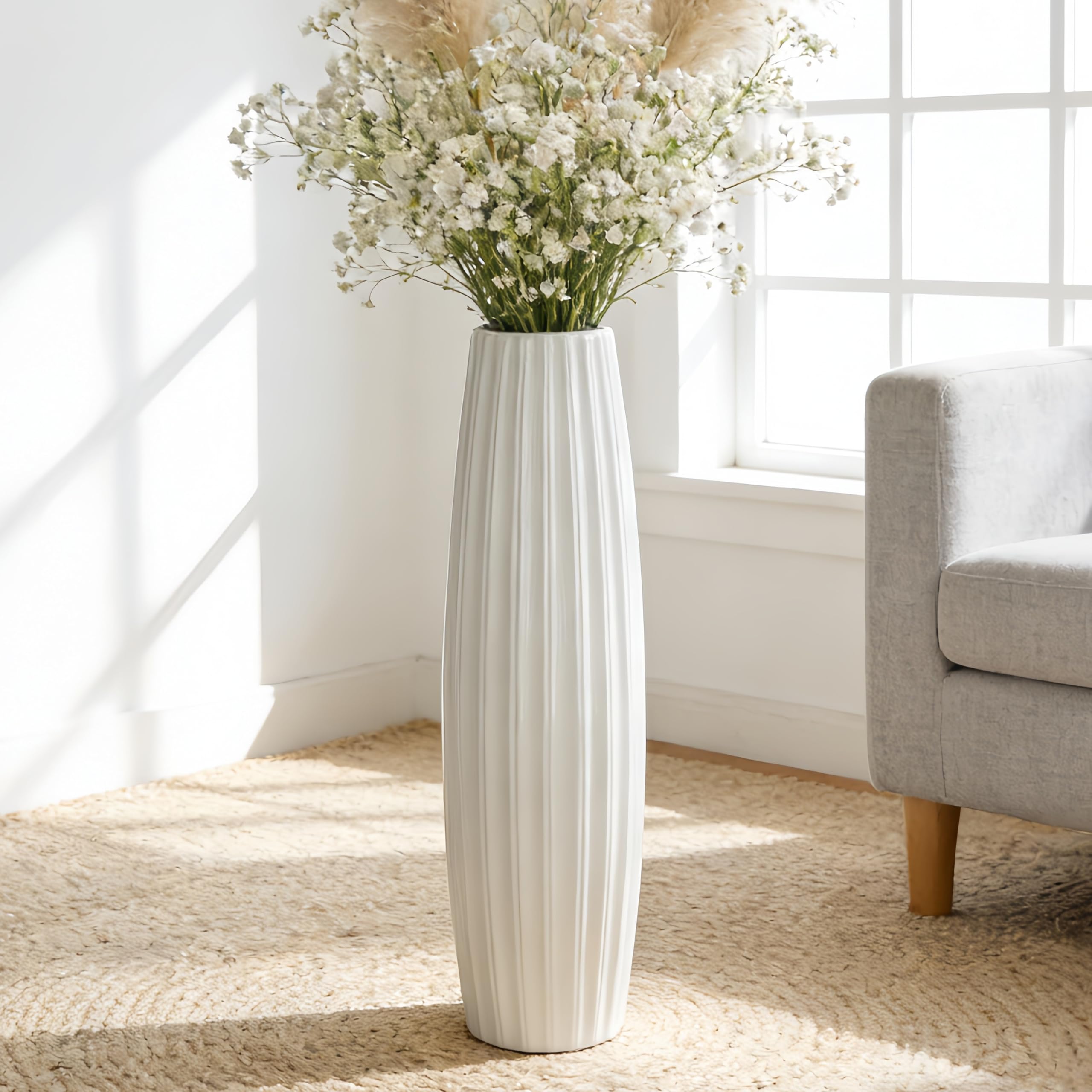 大型花瓶　ホワイト　65cm Amazon.co.jp: 大型フロアセラミックトール花瓶28インチ、ホワイト