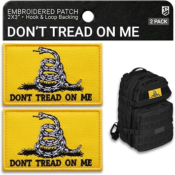 Dont Tread On Me Yellow Hook and Loop Tactical Patch 2 Pack