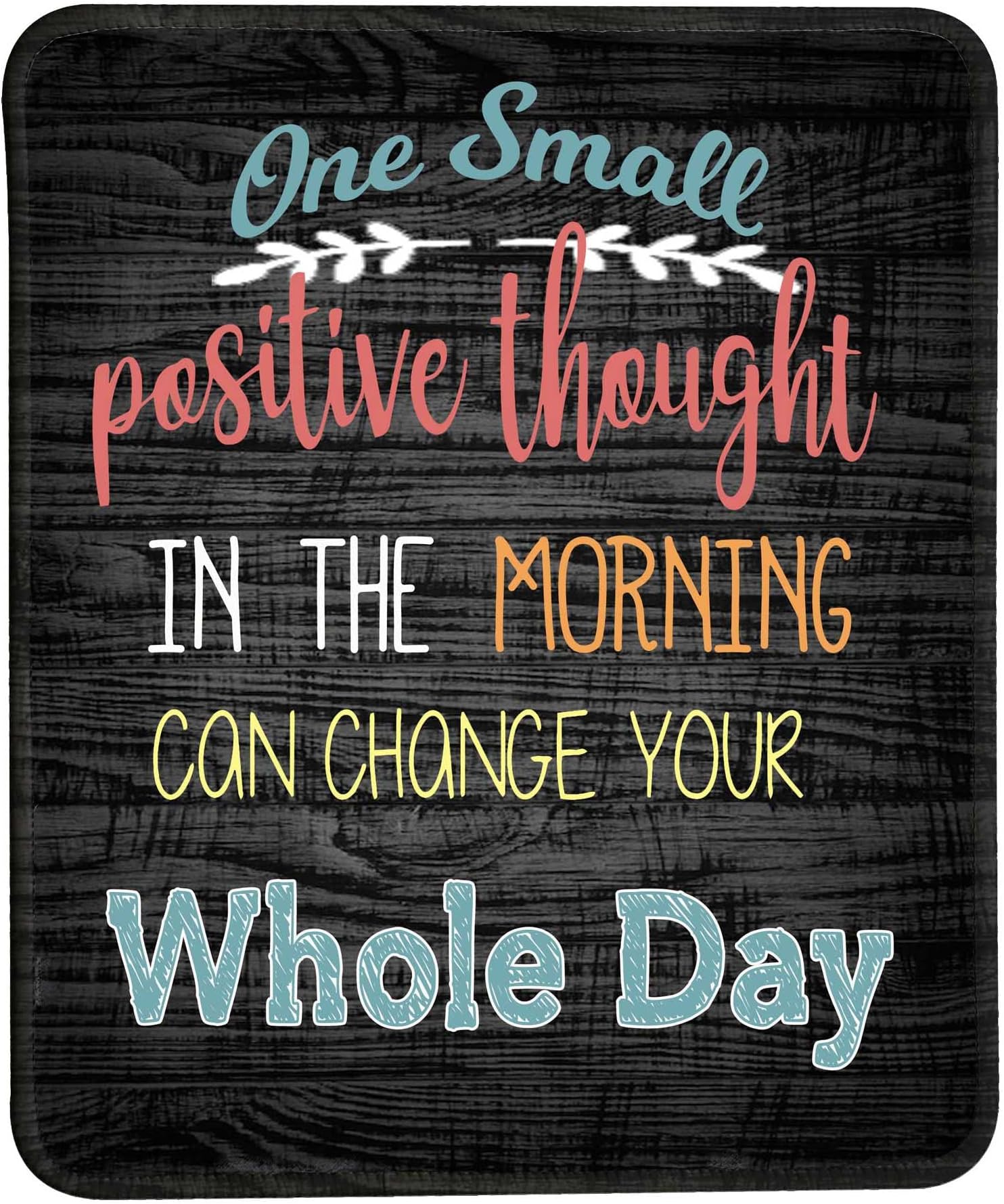 VIVIPOW Inspirational Quote Mouse Pad, Stitched Edge Mouse Pad with One Small Positive Thought in The Morning Can Change Your Whole Day Quote Pattern