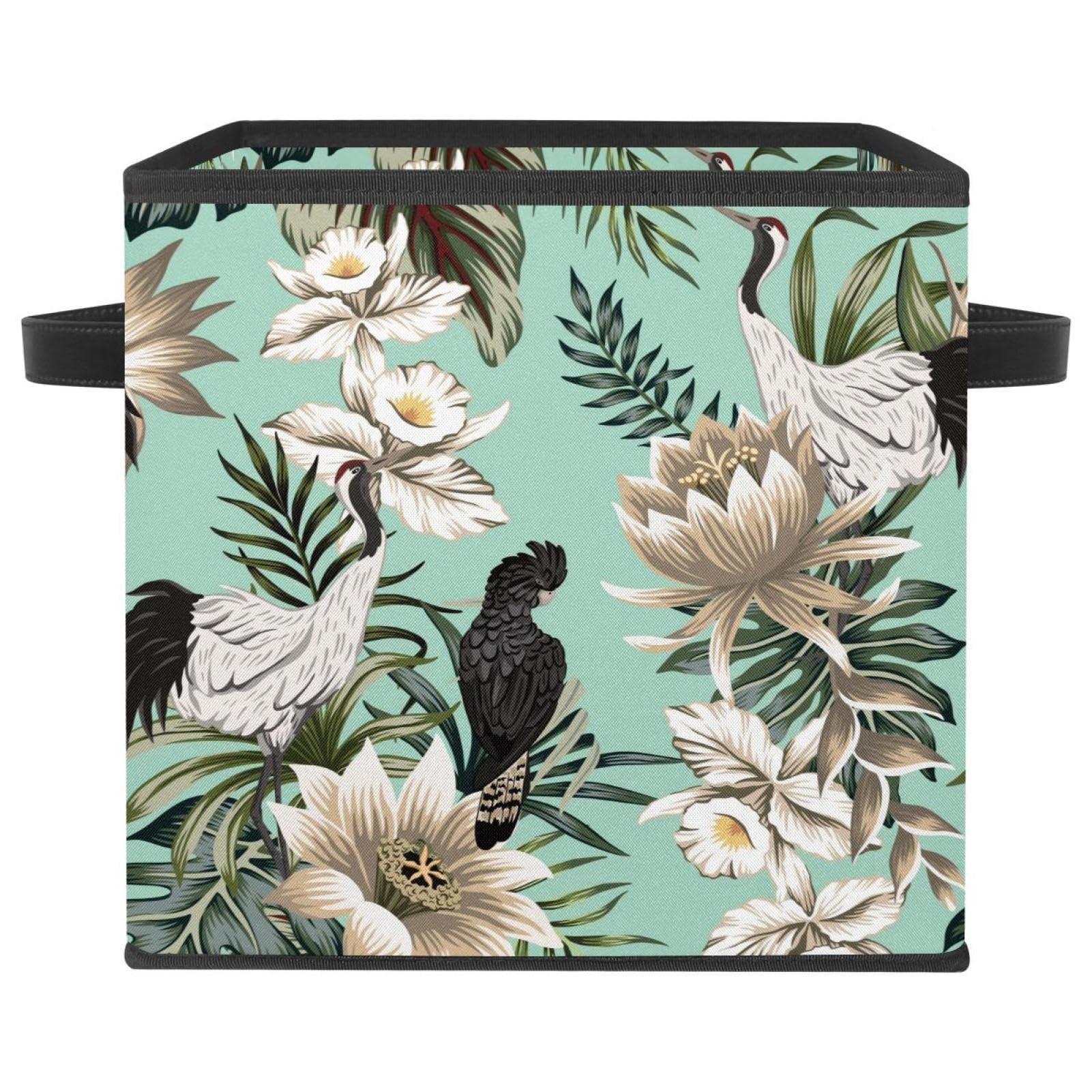Panier de rangement pliable tissu orchidée lotus pour organiser vêtements et jouets