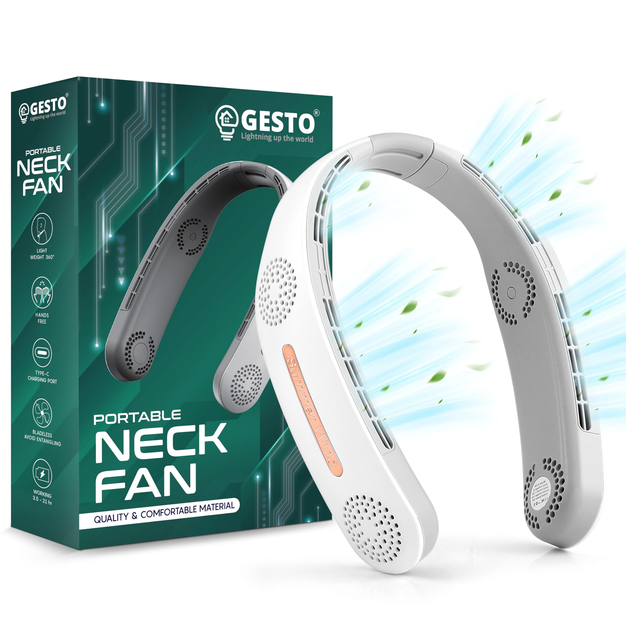 See full amazon price history chart for Gesto Rechargeable Portable Neck Fan - Upgrade 360° Airflow, Super Quiet With 4 Turbo Motors | 3 Speed Modes Hand Free Fan for Summer With 3600 mAh Battery Dc Fan for Indoor,Outdoor,Travel (White) Gesto Rechargeable Portable Neck Fan - Upgrade 360° Airflow, Super Quiet With 4 Turbo Motors | 3 Speed Modes Hand Free Fan for Summer With 3600 mAh Battery Dc Fan for Indoor,Outdoor,Travel (White) (B0D8QSDHHP) Amazon Price History, Amazon Price Tracker