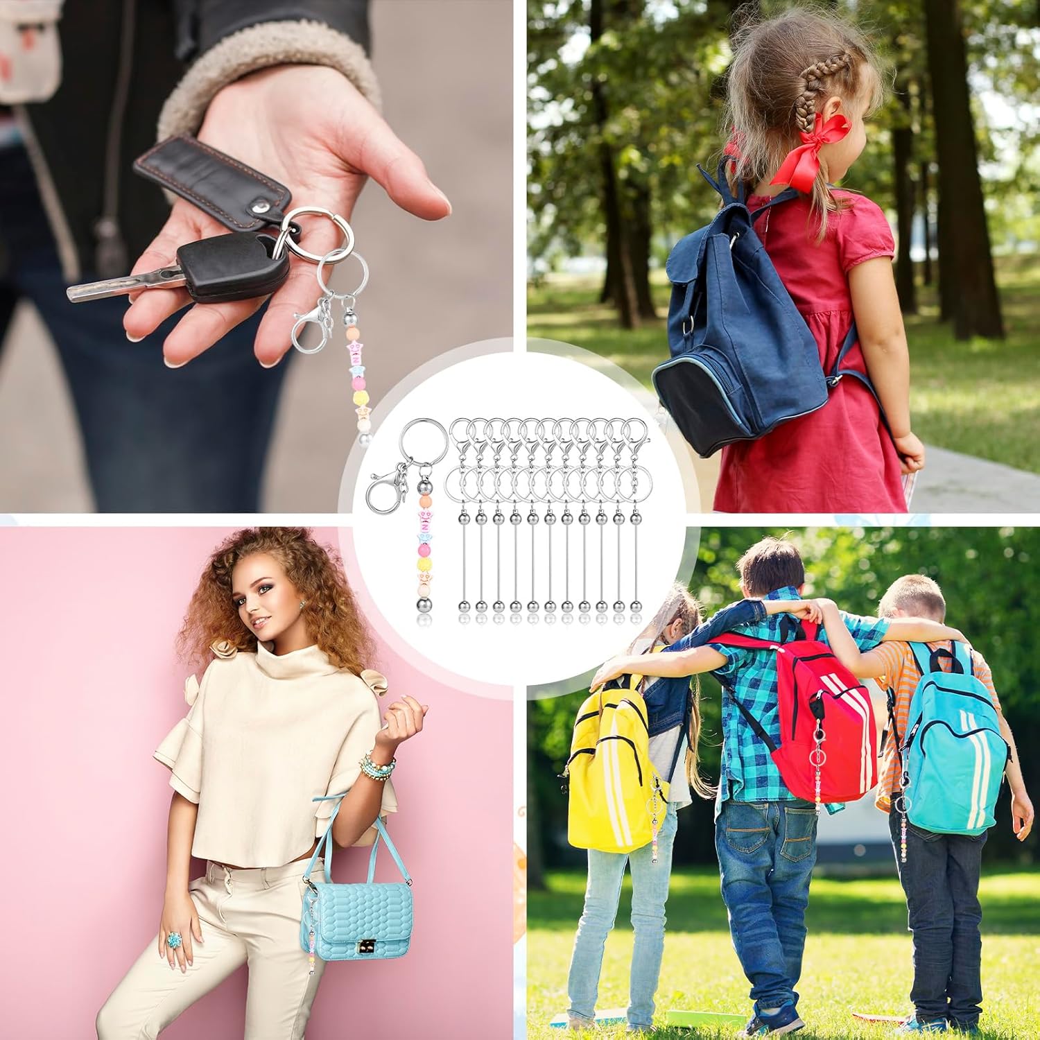 12 Pcs Beadable Keychain Bars Metal Beaded Keychain Blank Keychain Strips for DIY Keychain Pendant Jewelry Crafts - Image 8