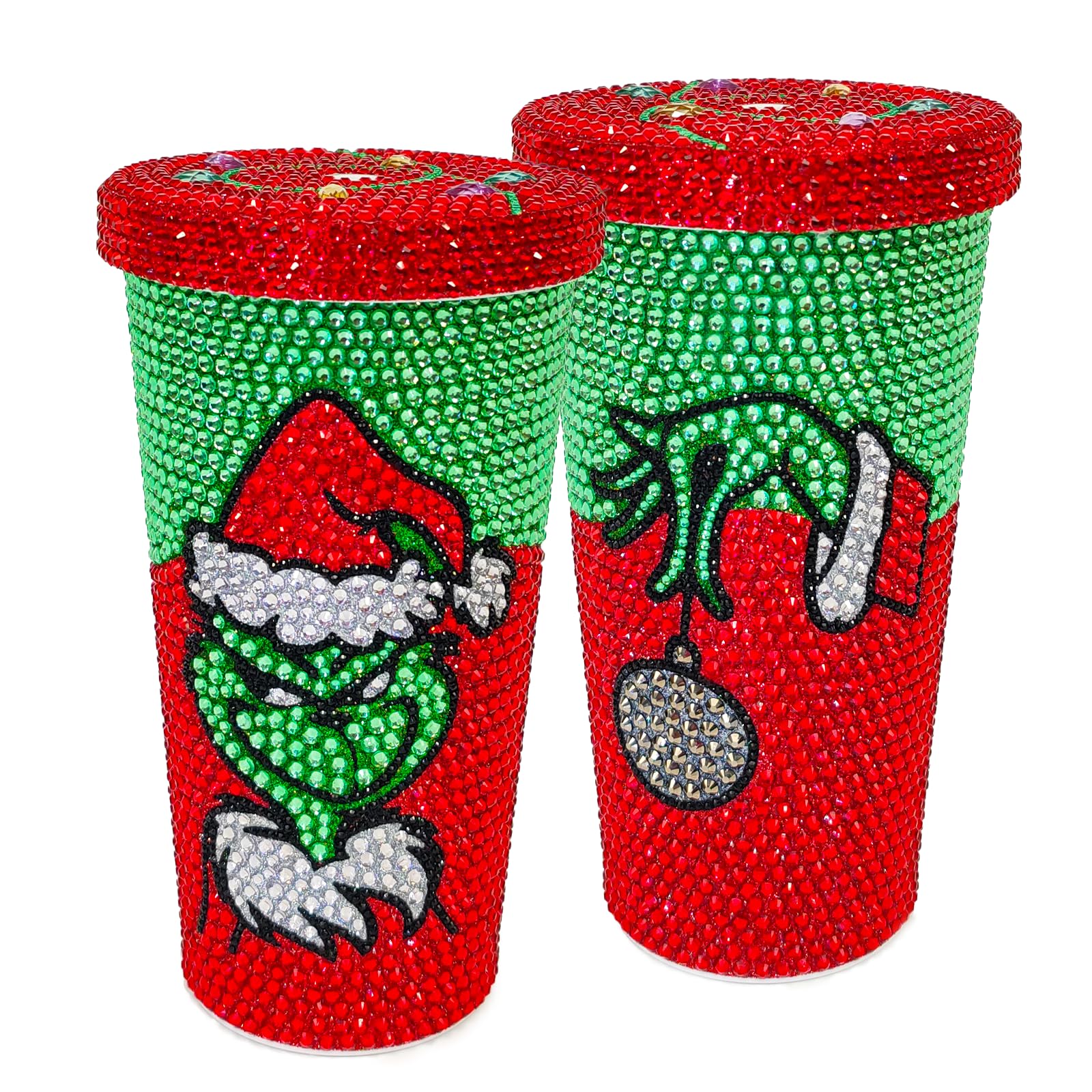 Joyseller Bling Christmas Gift Rhinestone Christmas Tumbler, 20oz Stainless Steel Insulated Tumbler with Lid, Christmas Travel Coffee Mug for Womens/Mens Gift
