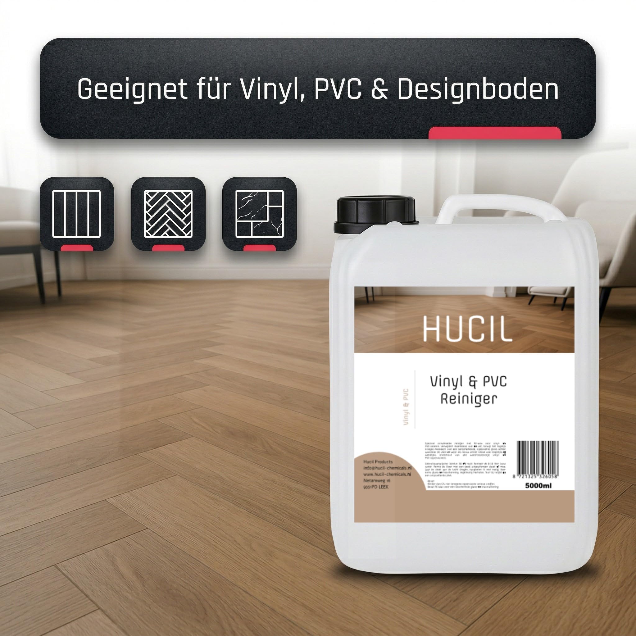 Limpiador de vinilo y PVC, 5 L, limpiador de suelos para vinilo, PVC y suelo de diseño, concentrado de limpieza con cera de polietileno