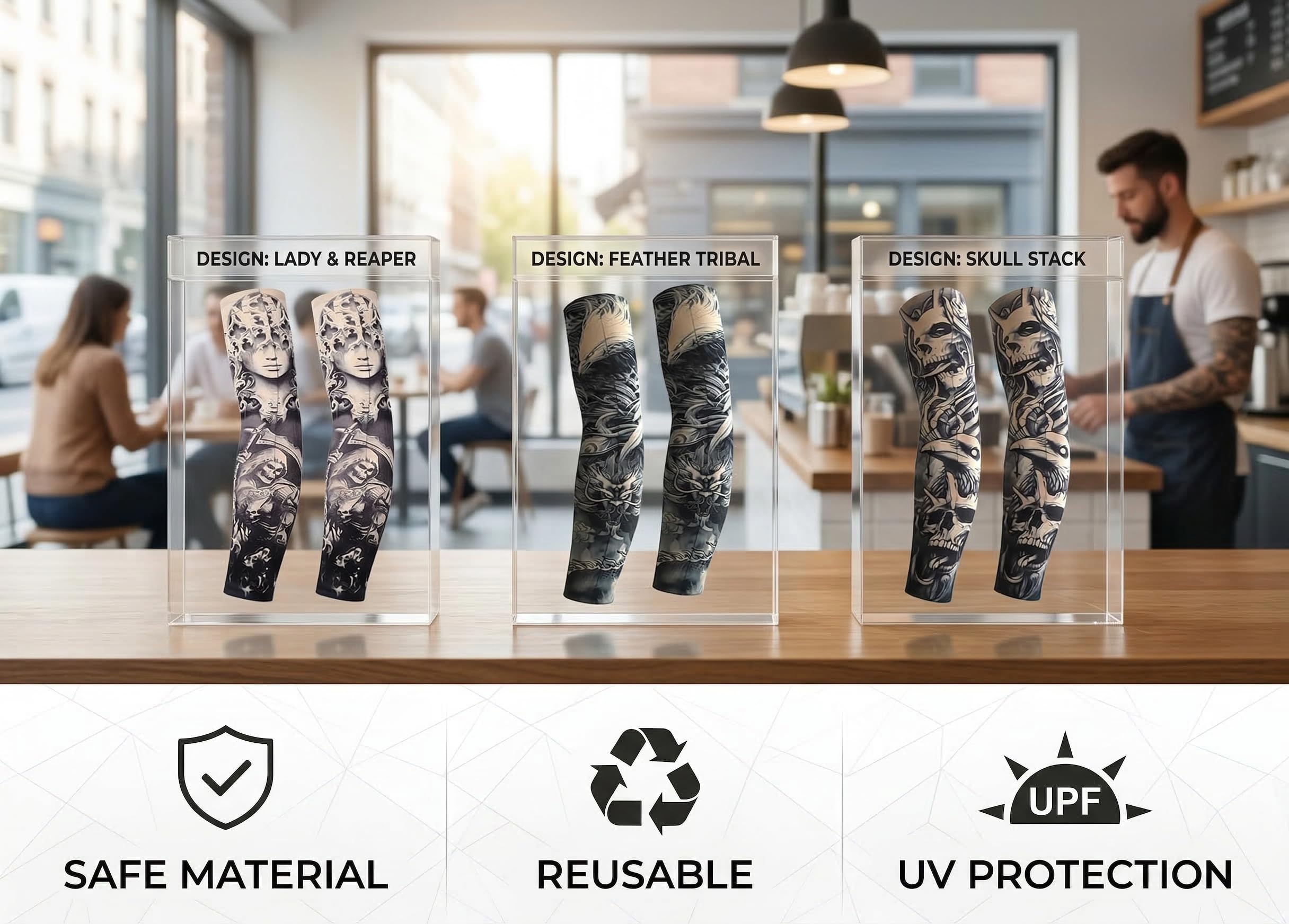 6 Stk Fake Tattoo,Männer Set,Tatoo ärmel Herren,Arm Sleeve Kinder Outdoor Tattoos Schutz,Gefälschte Sonnencreme Armlinge,Armstrumpf Strumpf Temporäre Tätowierung für Kostüm Karneval Fasching Party