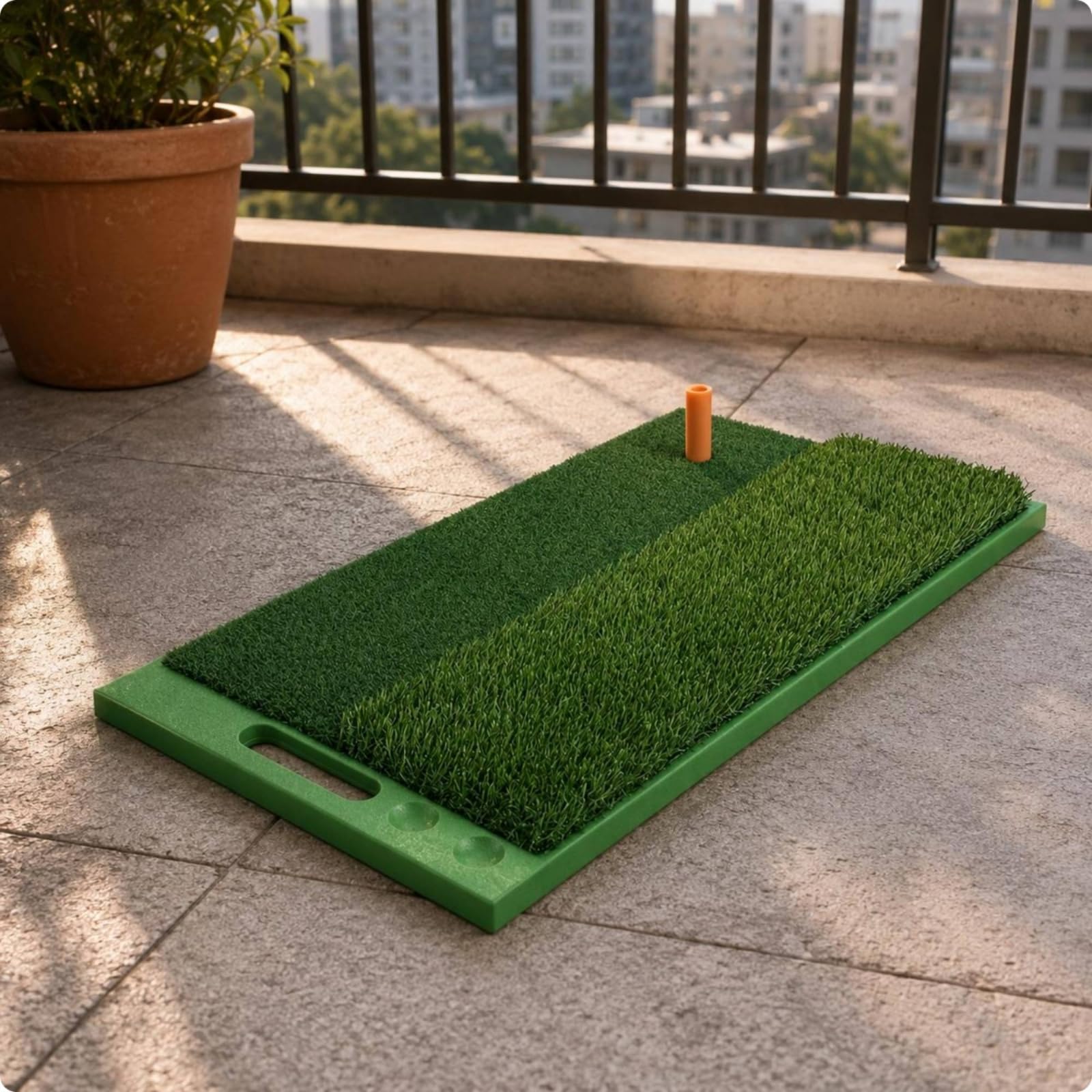Golf Trainingsmatte Chipping Matte Schlagteppich Übungsmatte mit Bodenschonendem TPE Rücken Und Griffigem Trainingsrasen, DJD032-PP Doppelgras-Version