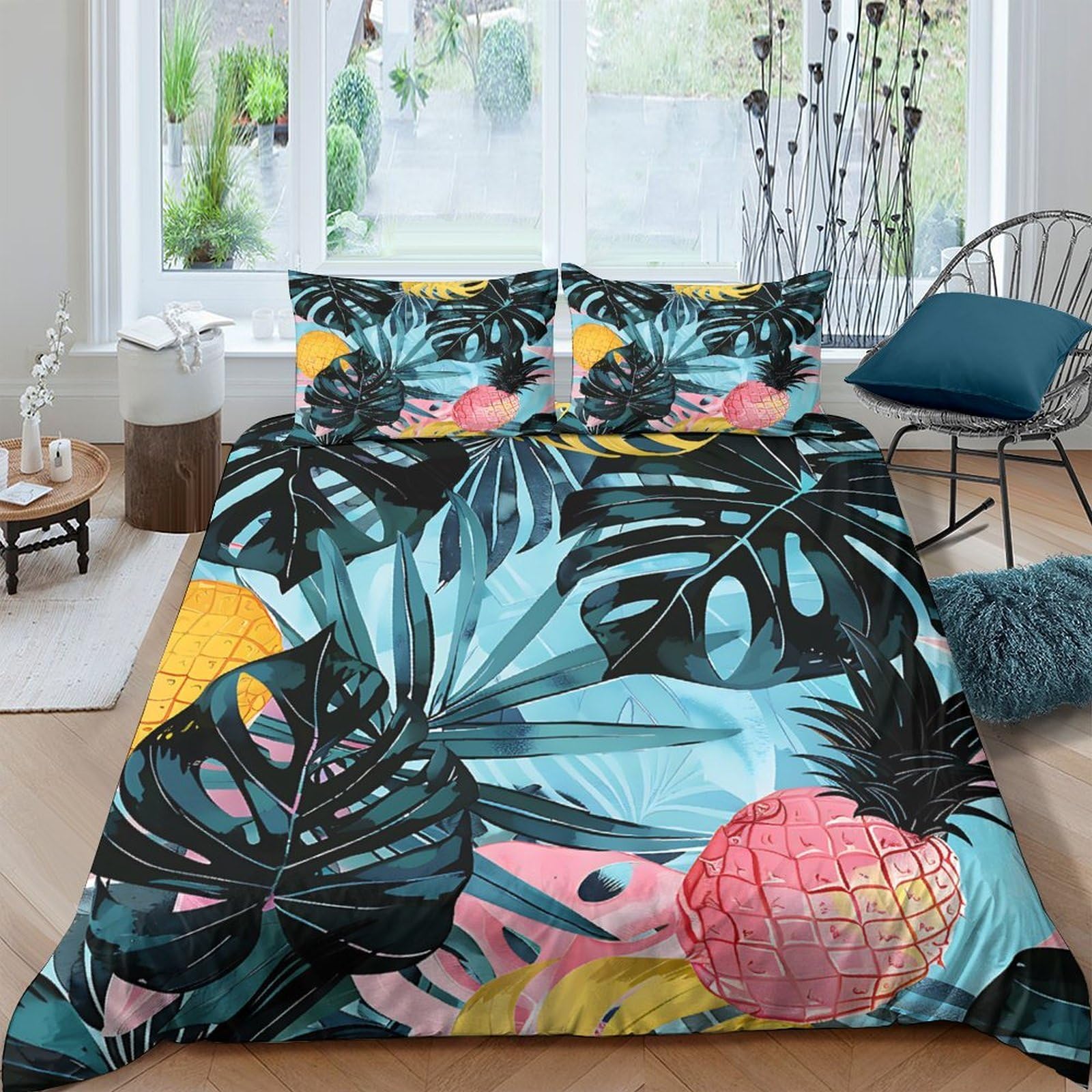 Ctjqhvkz Style-10 3D Printed Tropical Leaf Fitted Sheet Microfiber Soft Breathable Fruit Pattern Mattress Cover For Bedroom Guest Room Single（135X200cm）