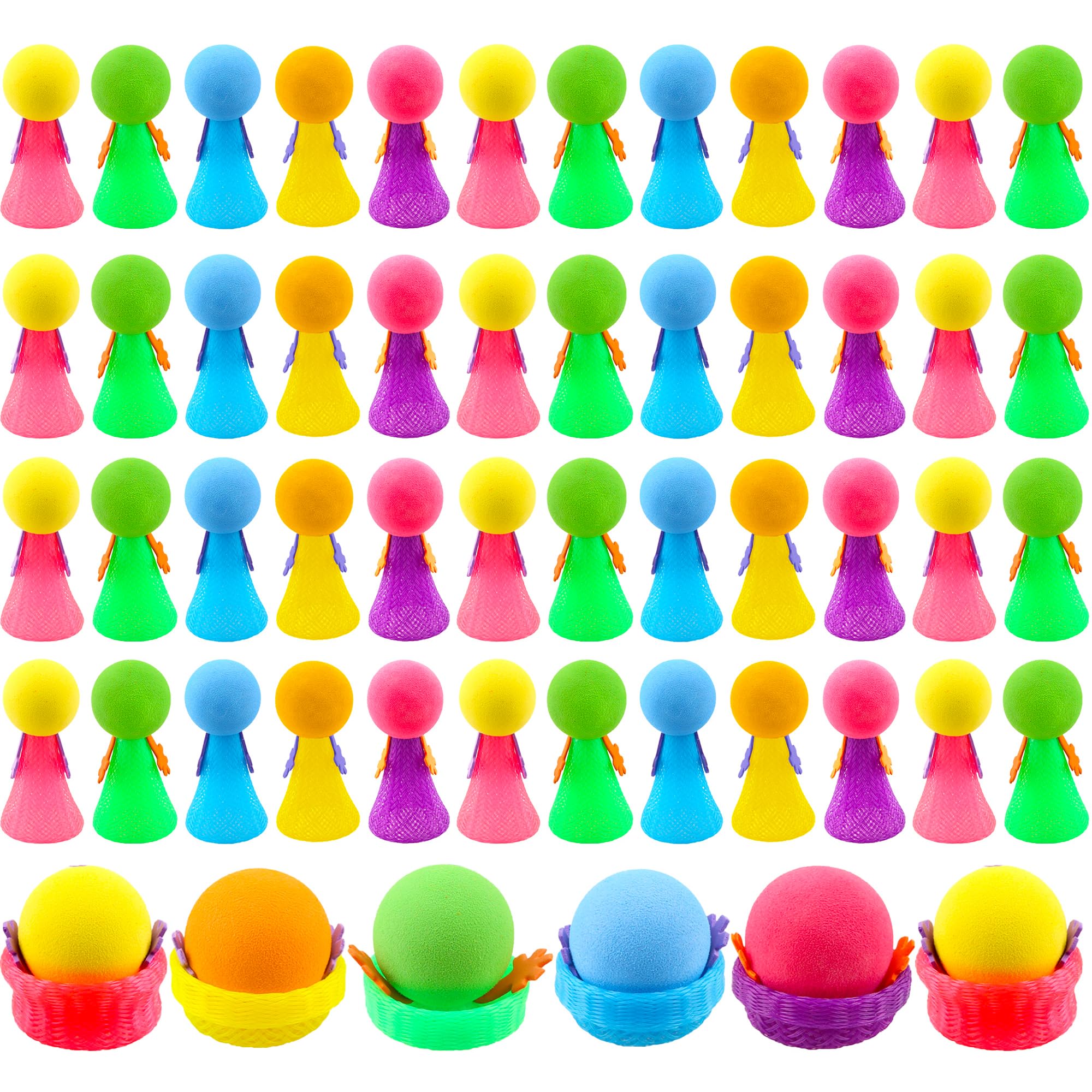 Cagemoga 54 Pieces Jumping Spring Toys Colorful Cute Popper Spring Launcher Toys Pop Up Bouncy Spring Toys for Kids Classroom Reward Prizes Goodie Bag Stuffers Birthday Party Favors, Random Color