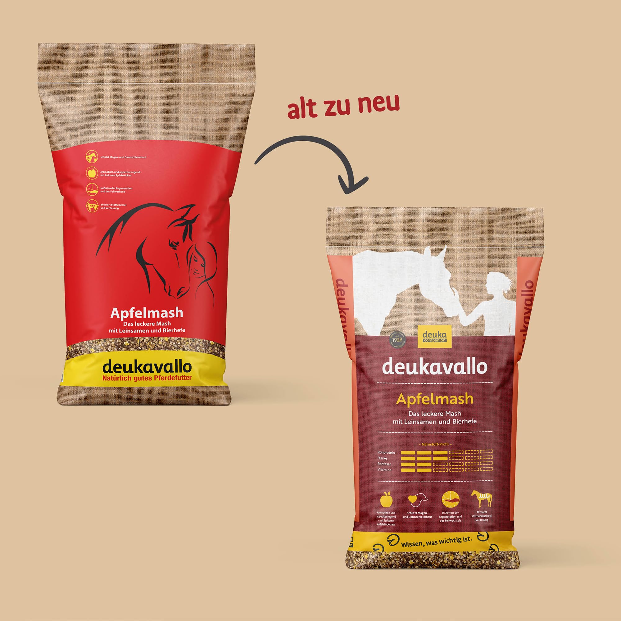 deukavallo Apfelmash 15 kg | Pferdefutter | mit Multivitamin-Komplex | aktiviert Stoffwechsel | verdauungsfördernd | Beifutter bei Regeneration + Fellwechsel