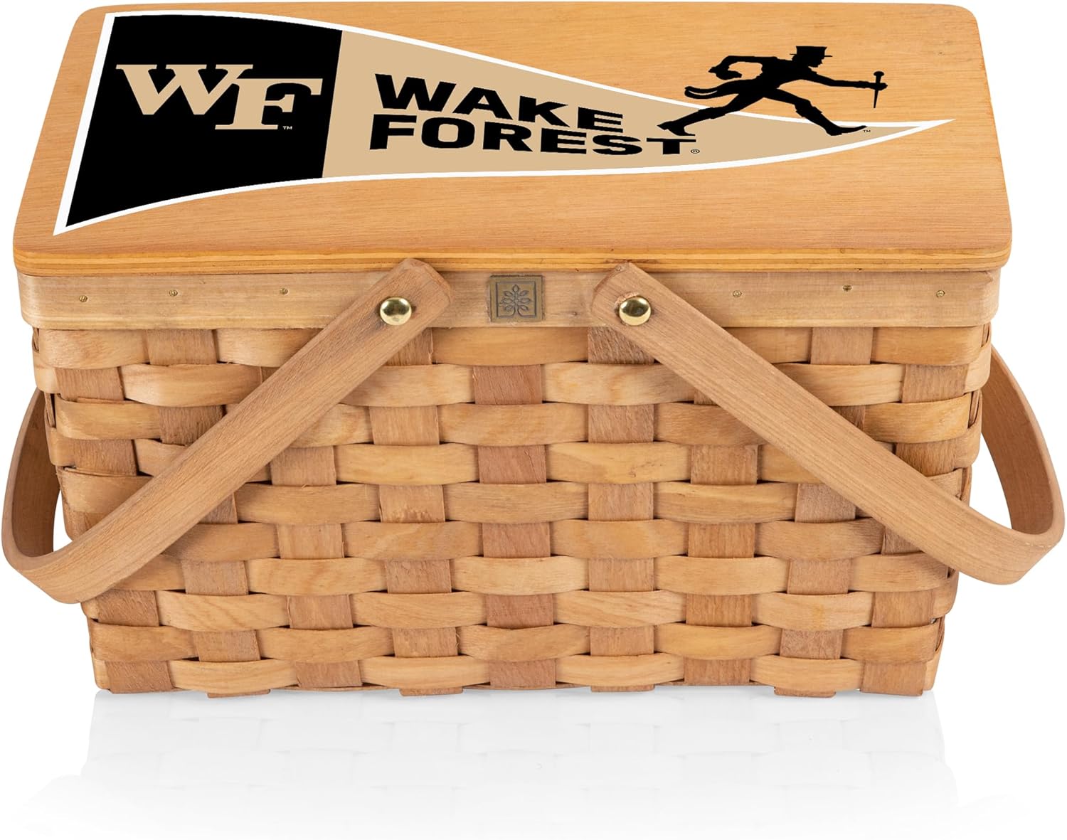 PICNIC TIME NCAA Wake Forest Demon Deacons Poppy Personal Picnic Basket, Insulated Lunch Bag, Retro Lunch Box, (Beige)
