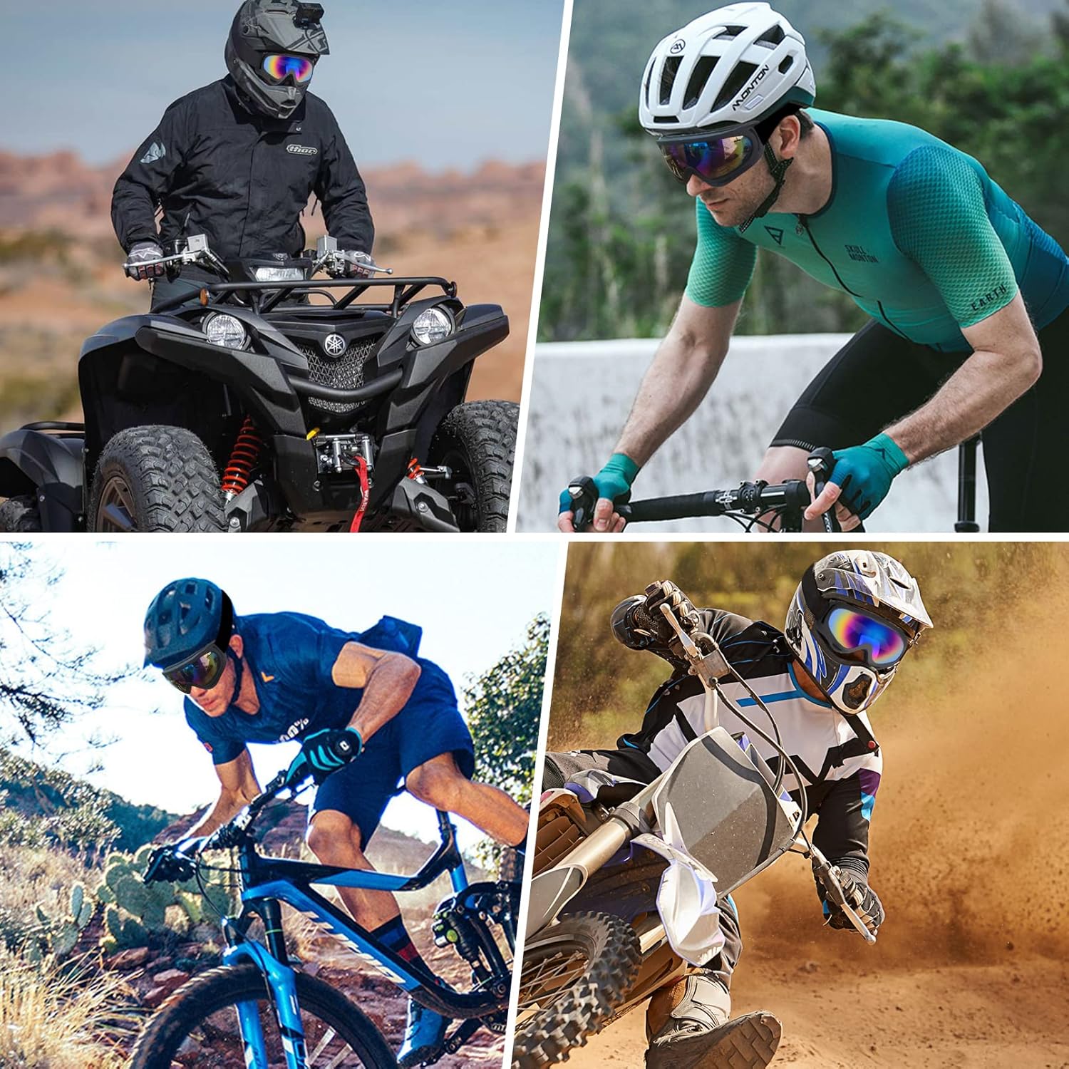 Motorcycle Goggles 2 Pack, Dirt Bike ATV Goggles Motocross Riding Racing Eyewear Off-Road MX Bike & Ski Goggles UV400 Anti-Fog Impact-Resistant Dustproof Goggle for Adult Youth Kids - Image 7