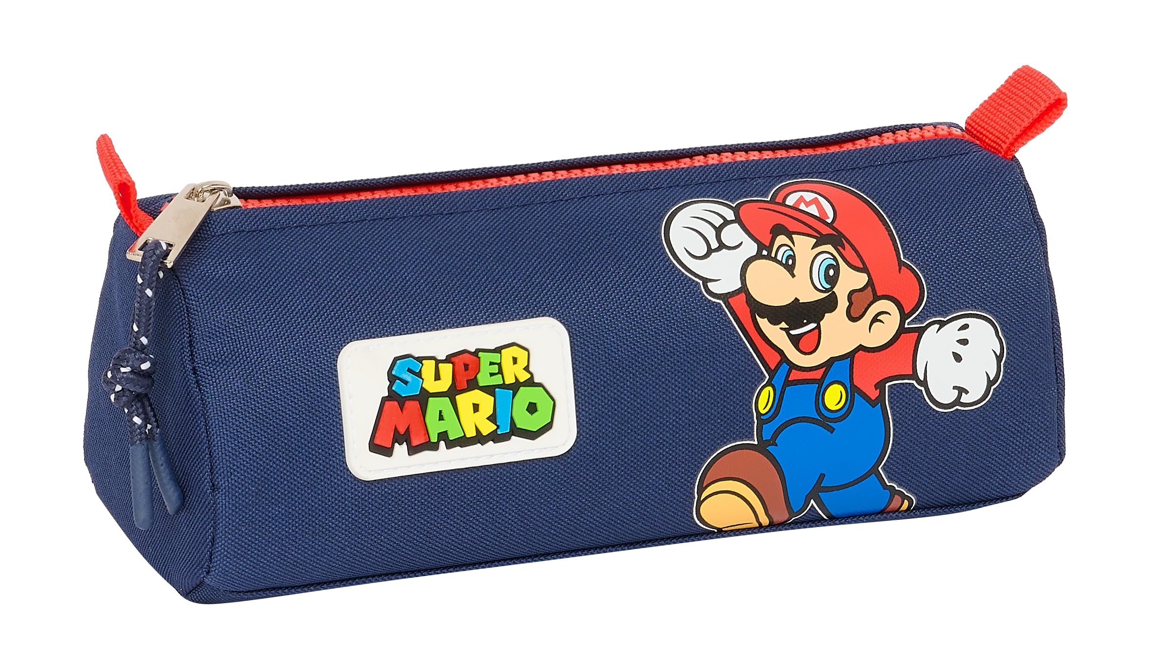 Super Mario World - Portatodo con Cremallera y Compartimiento, Estuche Infantil, Estuche Niño, Ideal para Niños en Edad Escolar, Cómodo y Versátil, Calidad y Resistencia, 21x7x8 cm, Color Azul Marino