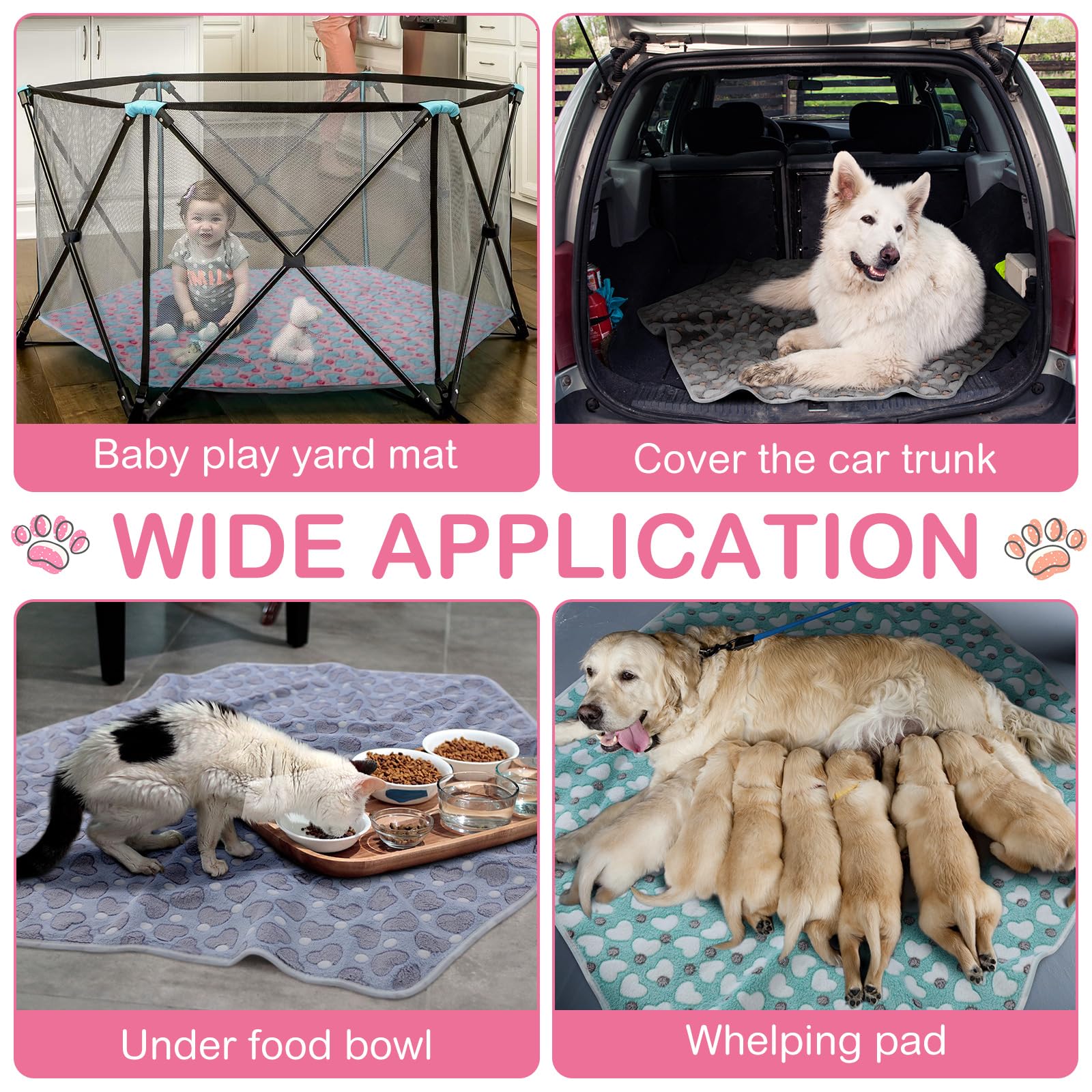 4pcs 47 in Guinea Pig Playpen Pad Waterproof Hexagon Mat Reusable Dog