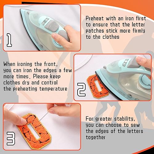 Miniatura 3 de Hotop 30 parches de letras de felpilla de 3.14 pulgadas, parches termoadhesivos para ropa deportiva, parches bordados de felpilla para bolsos,