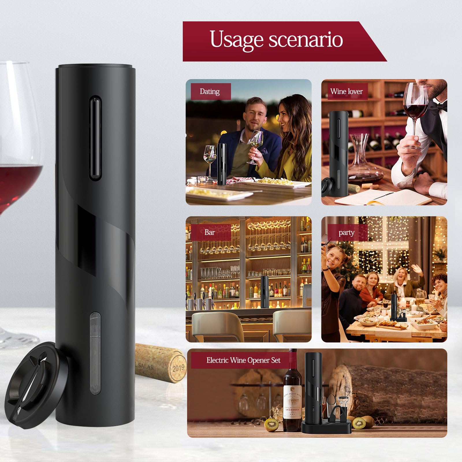 Tire-bouchon électrique Rechargeable Cosyall 5 En 1 – Ouvre, Verse Et Conserve Le Vin