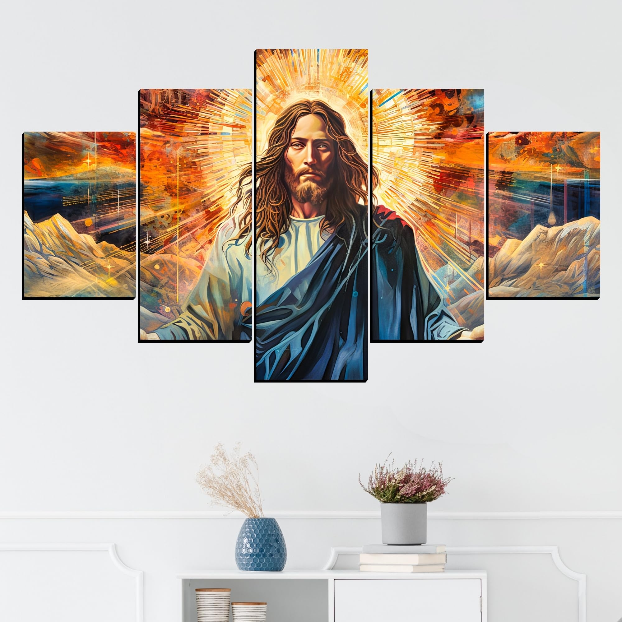 JB Creations Jesus Christ Cross Painting Wall Decorative Paintings For Home Digital Reprint 18 inch x 18 inch Painting (Without Frame, Pack of 3)