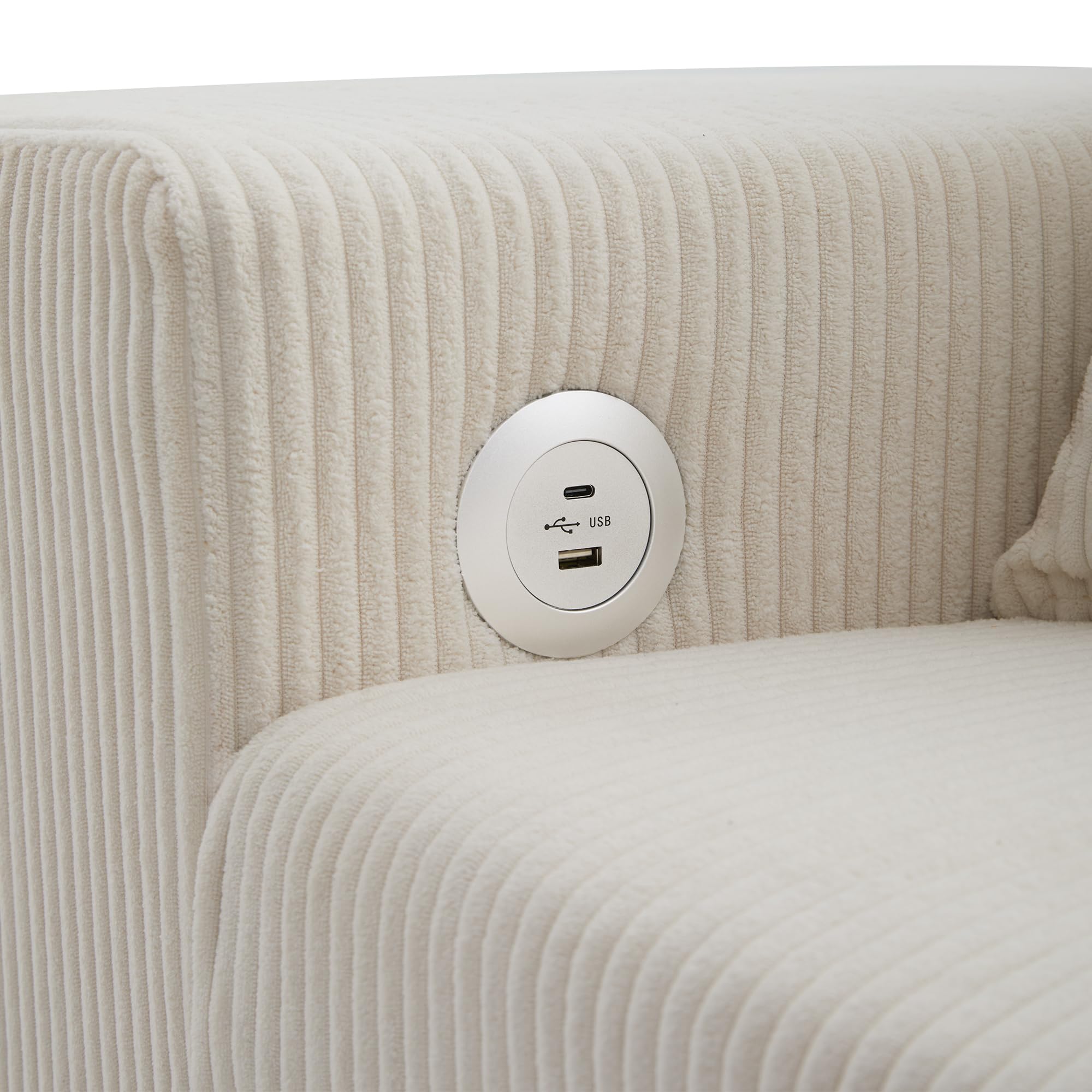 Canapé d'angle convertible pliant,avec port de charge USB et coussins,canapé convertible 3 places tissu avec fonction couchage,canapé lit 3 places avec étagères latérales et espace de rangement beige