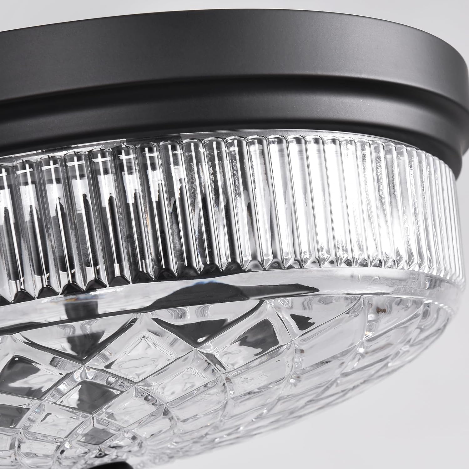 Semi Flush Mount Ceiling Light with Clear Glass Shades,3-Lights Industrial Semi Flush Mount Ceiling Light, 3-Light Industrial Black Light Fixtures Ceiling Mount for Kitchen Living Room Foyer